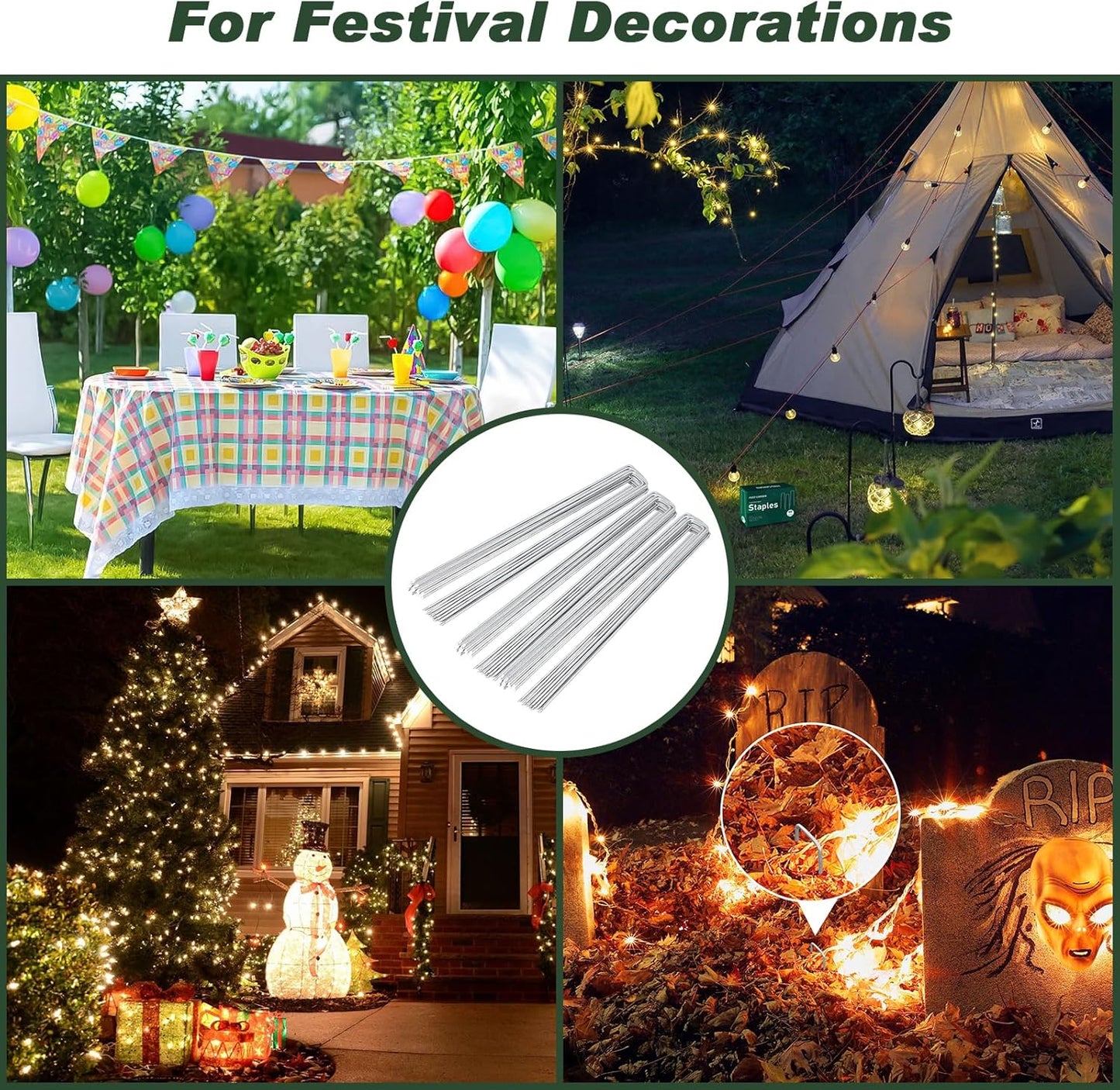 FEED GARDEN 6 Inch 1000 Pack Galvanized Landscape Staples 11 Gauge Anti-Rust Garden Stakes Landscaping Fabric SOD Pins Yard Stakes for Weed Barrier Fabric