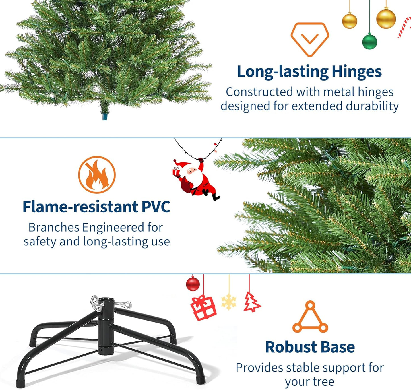 4.5FT Pre-Lit Artificial Christmas Tree with Color Lights,Green PE & PVC Artificial Xmas Tree,Easy Assembly, Full Branch Tips& Foldable Stand for Home, Office, Party Decoration for Xmas Holiday