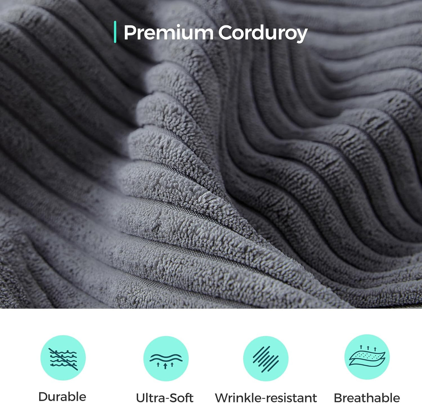 LINSY HOME Modular Sectional Sofa, 134" Boneless Couch U Shaped 4-Seat Sofa with 2 Movable Ottomans, Corduroy Sectional Cloud Couches for Living Room, No Assembly Required, Bluish Grey