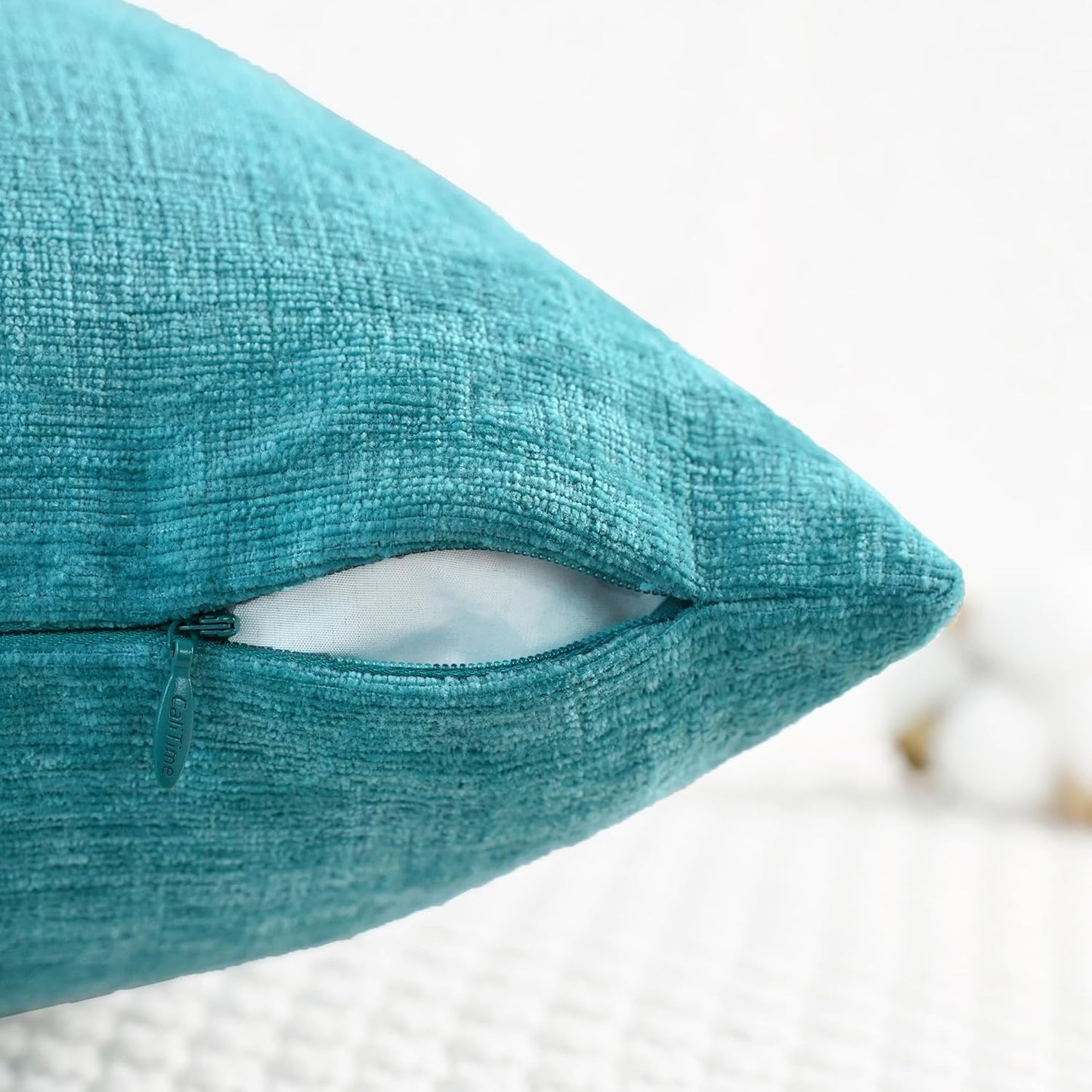 CaliTime Throw Pillow Covers Decorative 18 X 18 Inches Pack of 2 Cozy Chenille Cushion Cases for Couch Sofa Bed Living Room Home Lake Blue