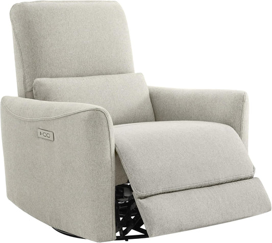 CHITA Power Recliner Chair Swivel Glider, FSC Certified Fabric Living Room Nursery Reclining Sofa Chair with Lumbar Support, Dove Grey
