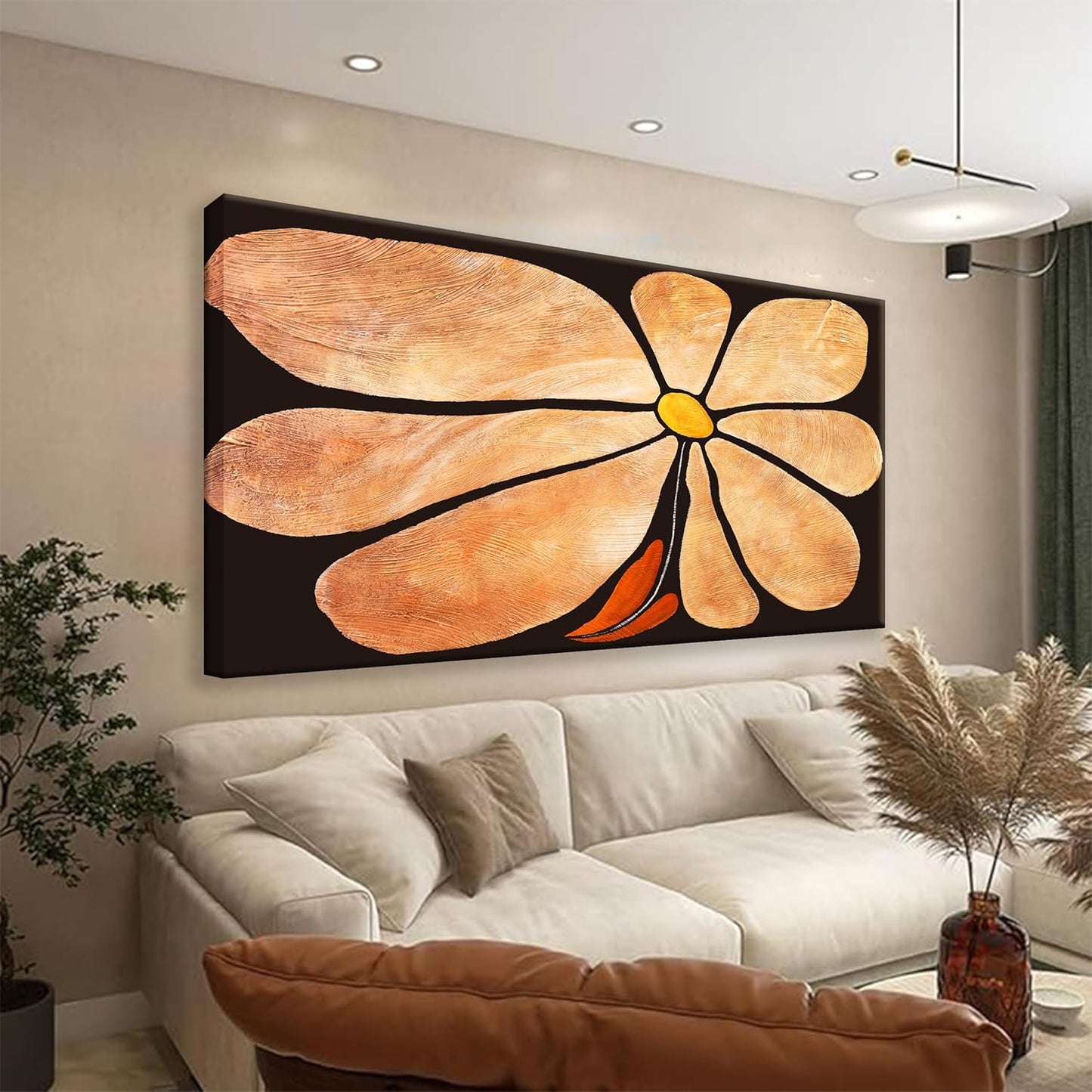 TAIJXAGSG Canvas Art Wall Decor Brown Flowers Abstract Wall Art For Living Room Picture Modern Landscape Abstract Art Painting Home Wall Decor 24"X 48" Bedroom Office Artwork