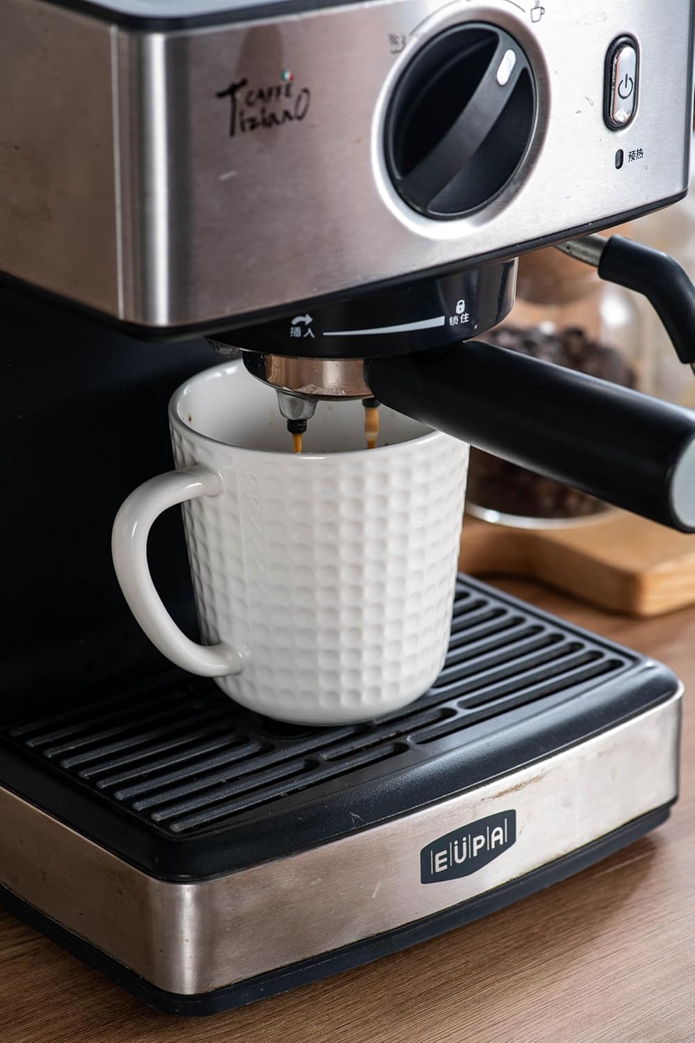 Ceramic Coffee Mugs 15 oz, Large Waffle Embossed Mug Set, Coffee Cups for Latte, Cappuccino, Cocoa, Hot Tea, Mocha, Milk, Housewarming Wedding Present, Microwave & Dishwasher Safe - Set of 6 (White)