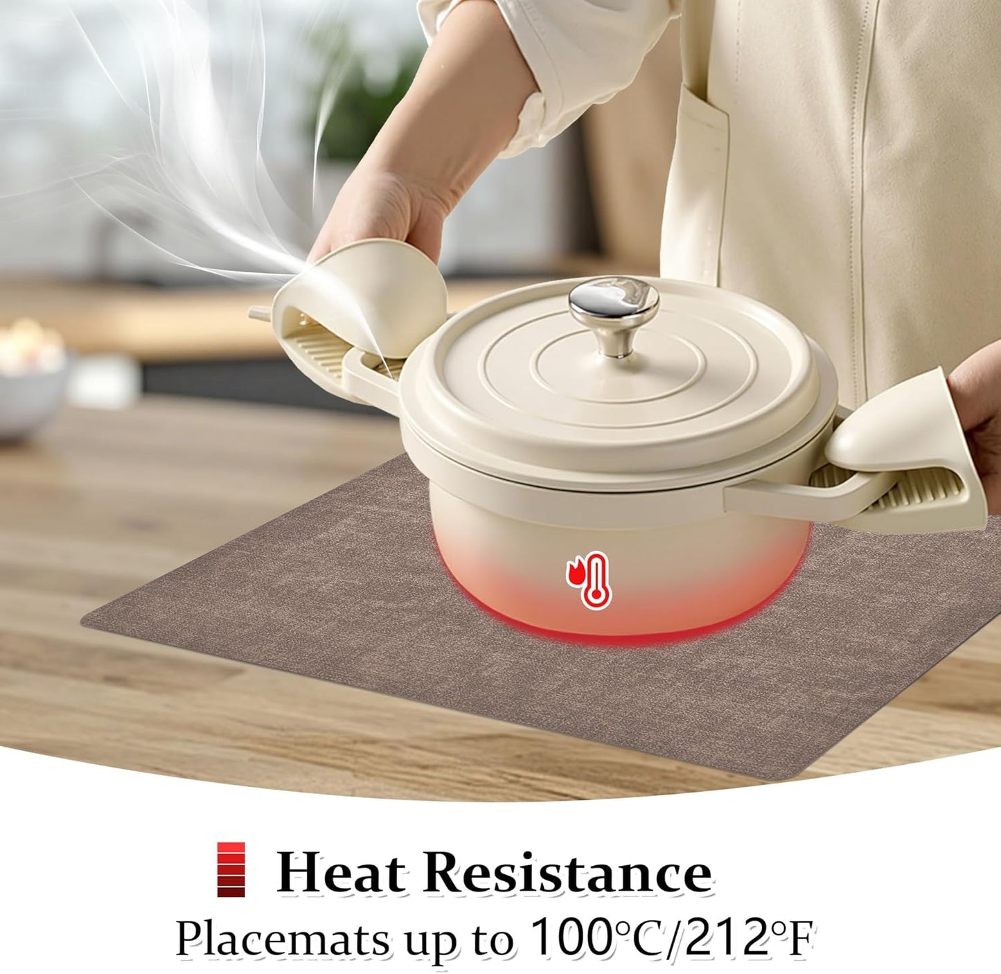 FROMHEART Faux Leather Placemats Set of 6–Waterproof,Heat/Oil Stain-Resistant PU Table Mat–Reversible,Non-Slip,Easy to Clean Place Mats for Kitchen,Dining,Indoor/Outdoor,(Dark Coffee,11.8" x 17")