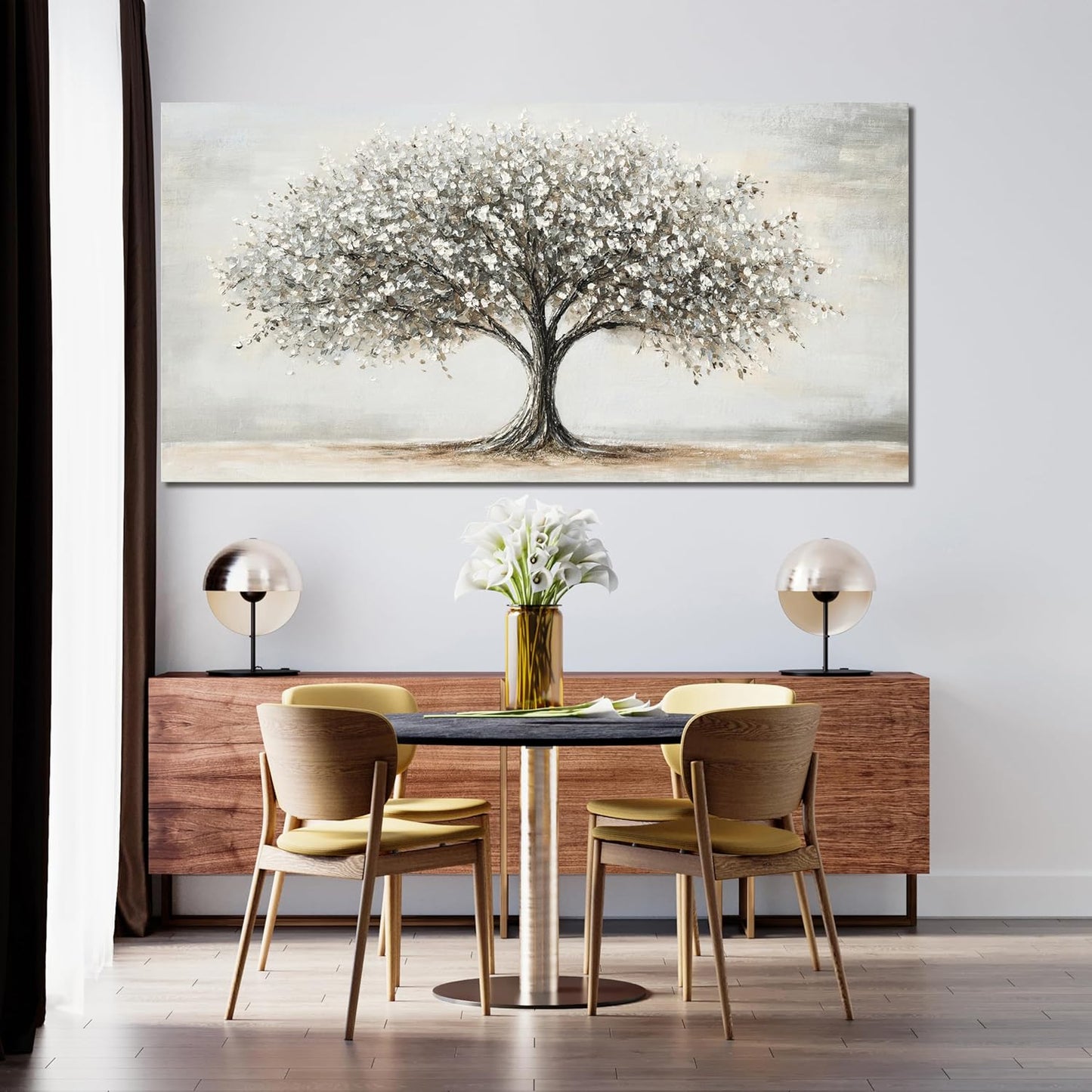 Canvas Wall Art Decor Canvas Art Decor Tree of Life Art Modern Black and White Wall Art Prints Large Artwork for Walls Pictures for Living Room for Bedroom Office Wall Decor 24" X 48"