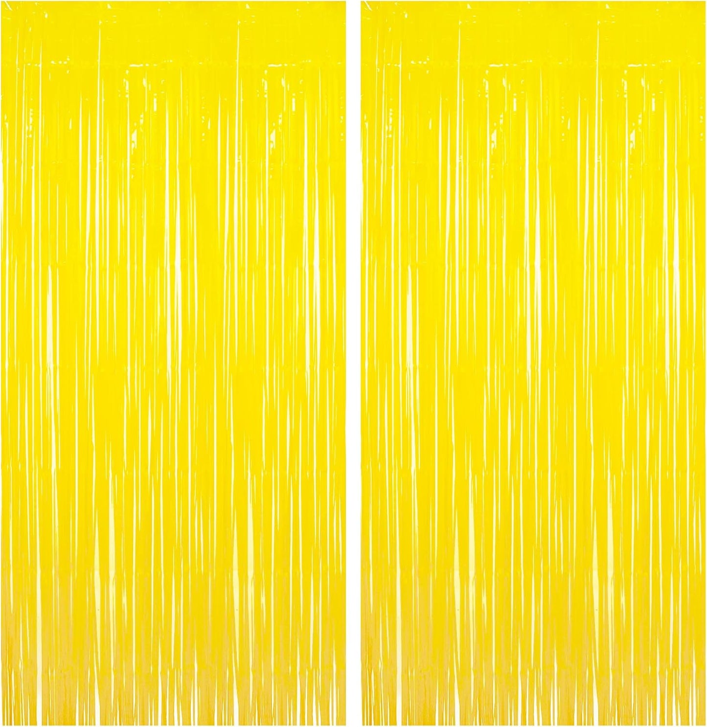 BRAVESHINE Foil Fringe Curtain Backdrop - 2 Pack Yellow Tinsel Photo Booth Backdrop Party Streamers for Easter, Birthdays, Christmas, Lemon, Pineapples, Kids' Party Decorations