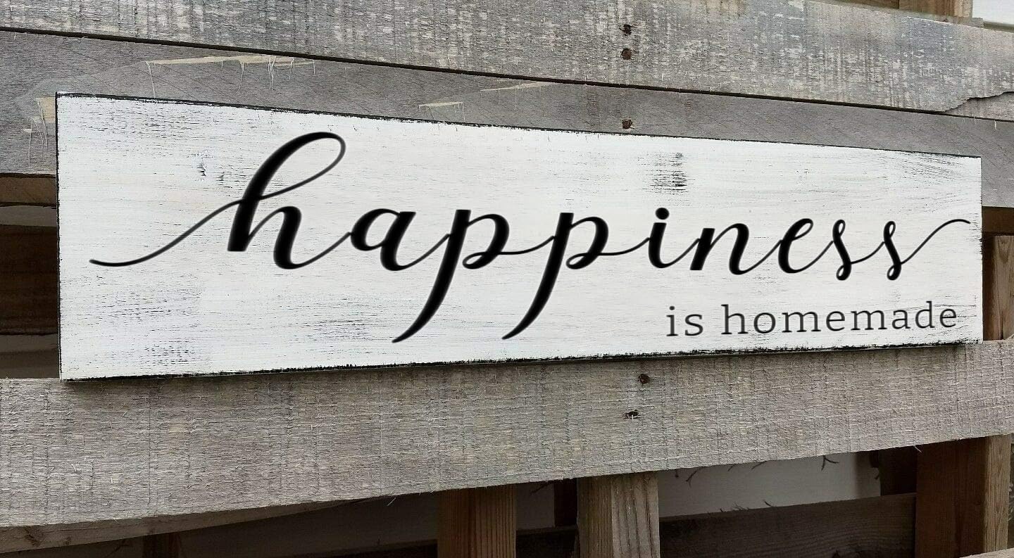 Happiness is Homemade Sign, Farmhouse Kitchen Sign,Rustic Wooden Kitchen Wall Decor for Dining Room (Happiness) 6x16 Inch