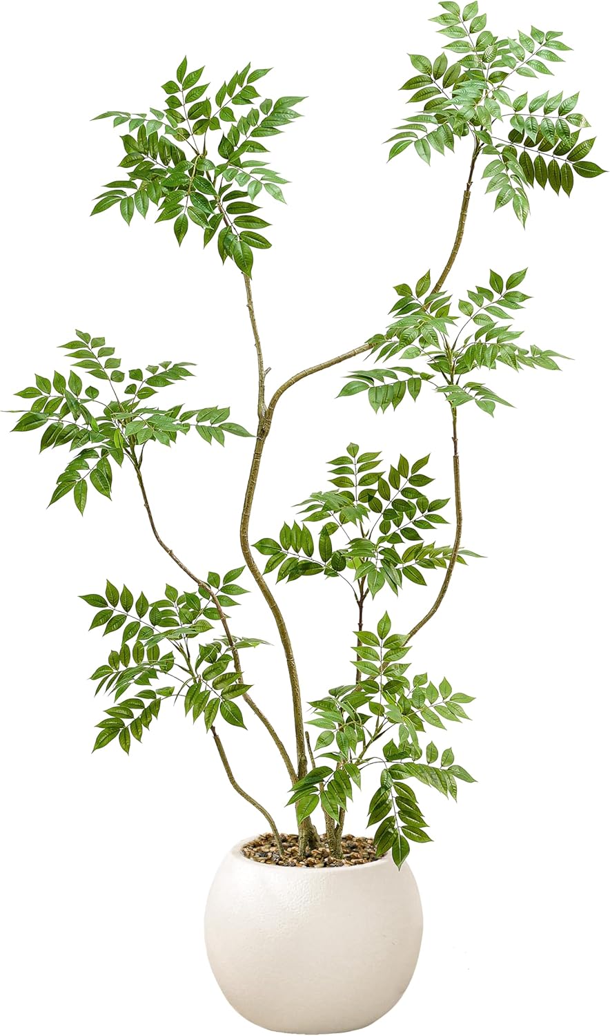 Artificial Mahonia Fortunei Tree 6ft,Tall Fake Plant Artificial Sumac Tree, Faux Plants Indoor Fake Plants Decor with Pots for Home Office Bathroom Bedroom Living Room Decorations Housewarming