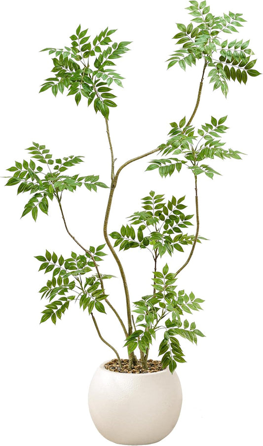 Artificial Mahonia Fortunei Tree 6ft,Tall Fake Plant Artificial Sumac Tree, Faux Plants Indoor Fake Plants Decor with Pots for Home Office Bathroom Bedroom Living Room Decorations Housewarming