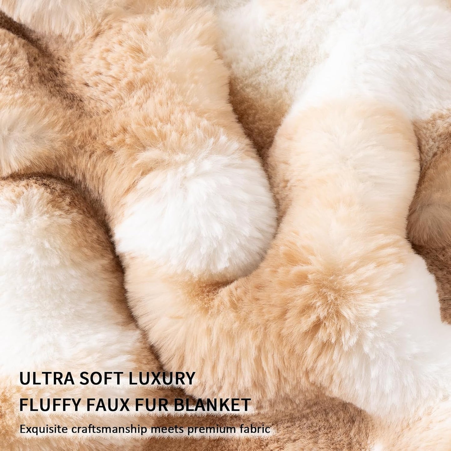 Cozy Faux Fur Throw Blanket for Bed Warm Fuzzy Throw Blanket, Soft Plush Thick Bubble Blankets for Bedroom and Living Room, Furry Luxury Blanket, 60 x 80, Tie-Dye Brown