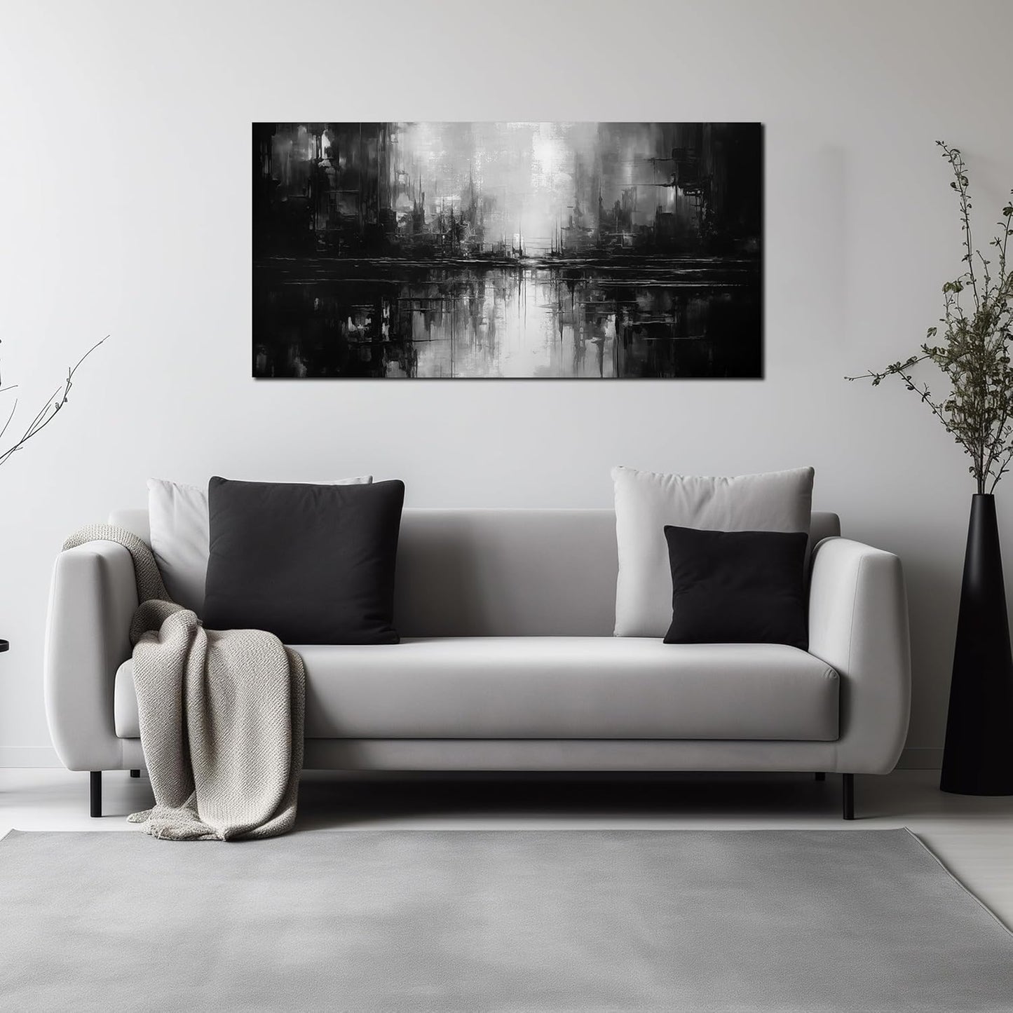 Abstract Wall Pictures for Living Room,Black Art Paintings for Wall Office Wall Art Bedroom Wall Decor 20 x 40 Inch