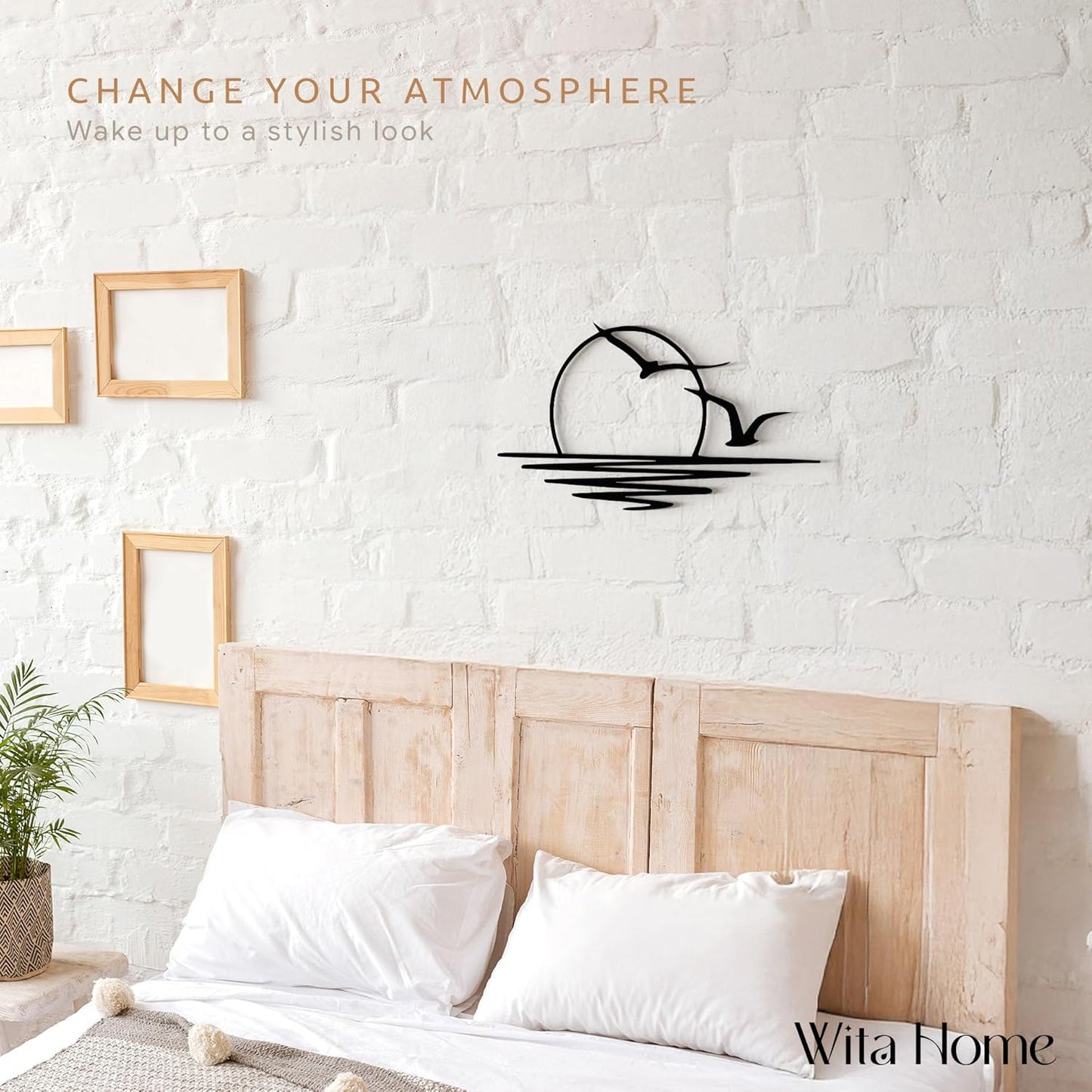 Wita Home Sunset with Seagulls Metal Wall Mounted Art, Handcrafted Metal Home Decor with Static Powder Coating, Eye-Catching Addition to Living Room Decor, Modern Beach Decor for Indoor and Outdoor Spaces, Perfect Housewarming Gift (18 x 9 inches)