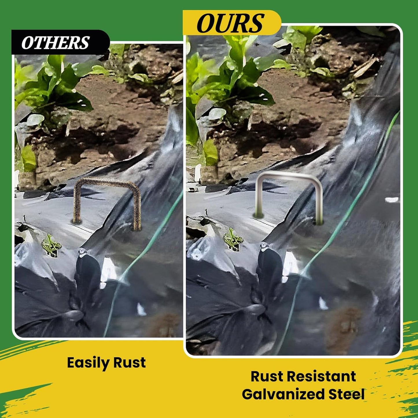 Landscape Staples 12 Inch 60 Pack, Garden Stakes Galvanized Garden Staples 11 Gauge, Plant Cover Stakes for Lawn Weed Barrier