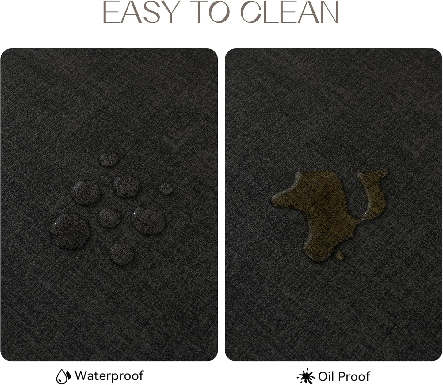 Romanstile Reversible Vinyl Placemats Set of 6, Faux Leather 100% Waterproof Oil-Proof Wipeable Place Mats, Heat Resistant Dual Sided Table Mats for Kitchen/Dining/Party (Black, 12 x 18 Inch)