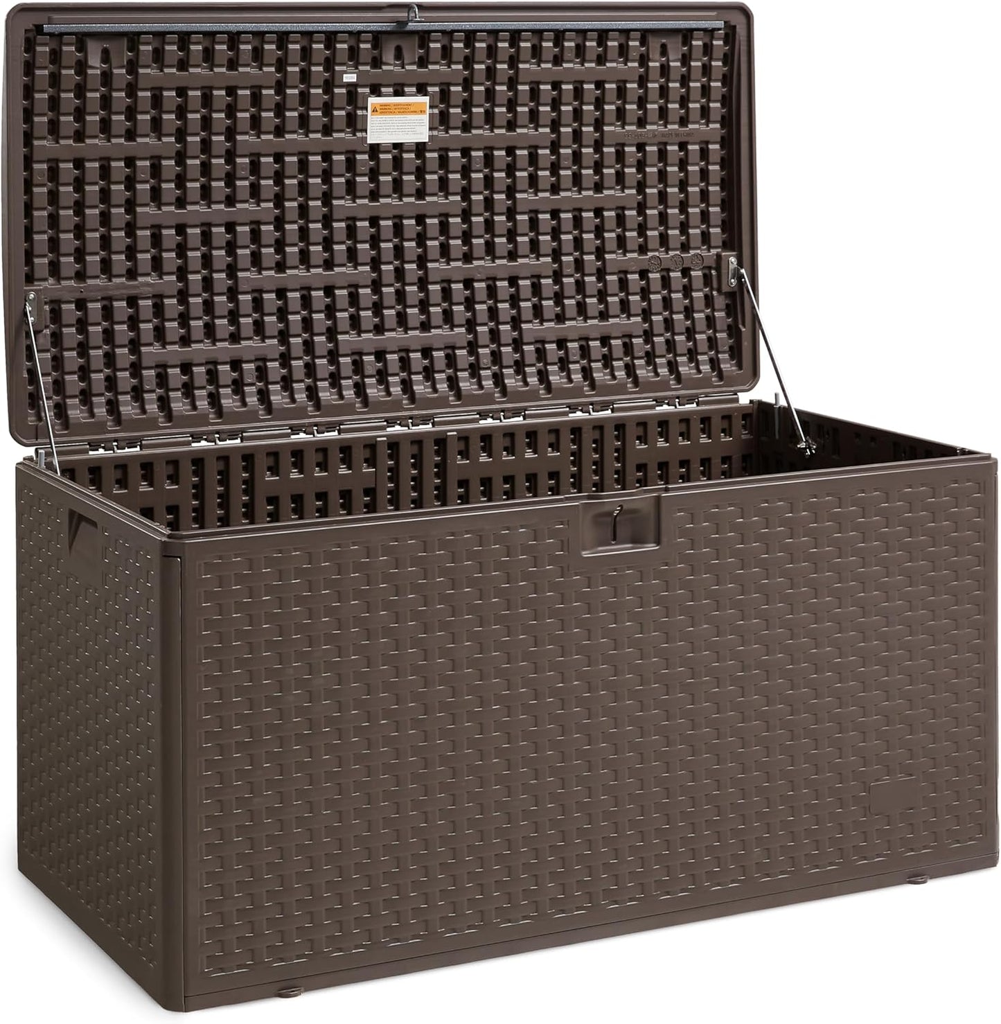 Amazon Basics Outdoor Organization & Storage Deck Box with Lid, 99 Gallon, Brown
