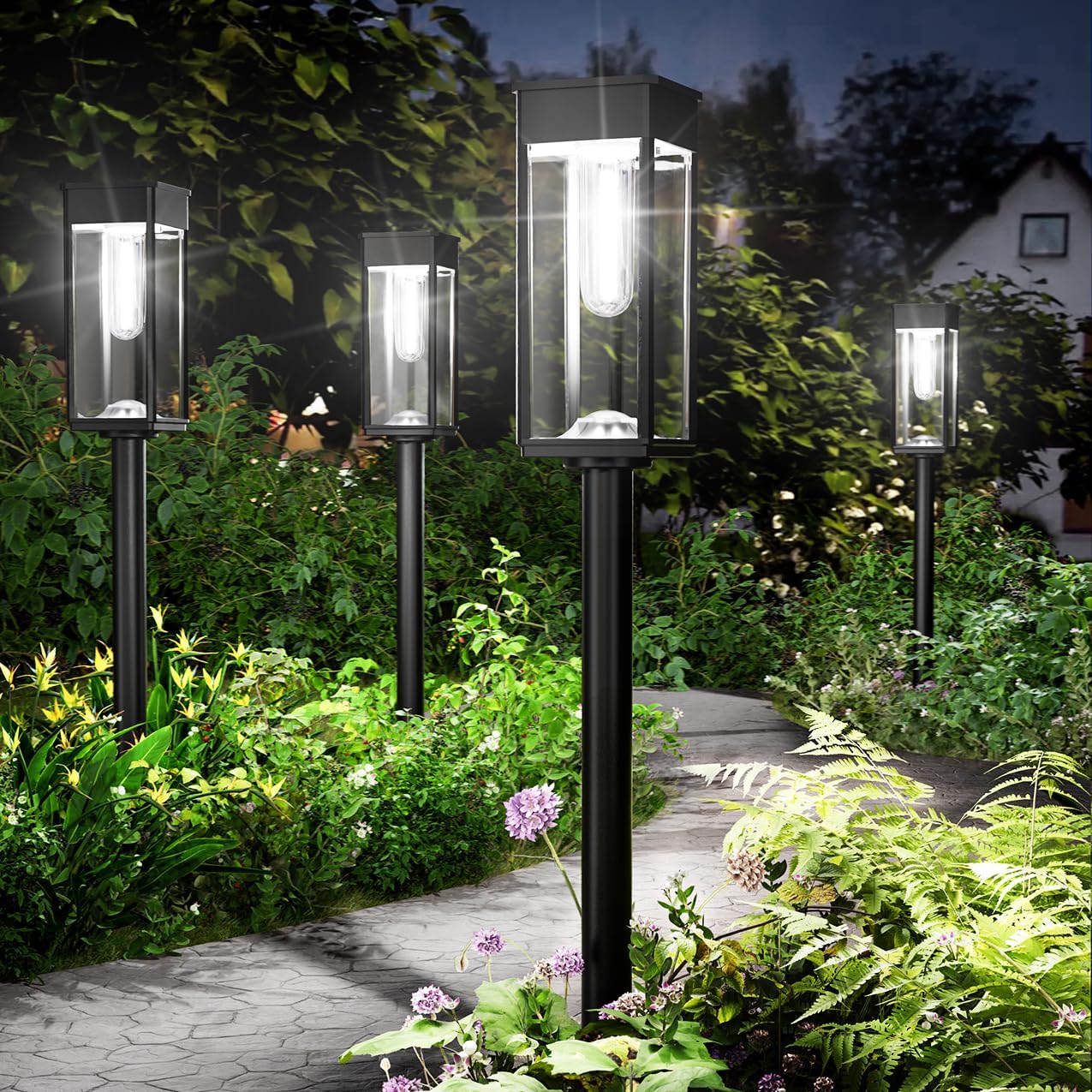 Super Bright Solar Pathway Lights Outdoor,8 Pack Solar Lights Outdoor,IP65 Waterproof Solar Garden Lights Solar Powered Landscape Lighting for Yard Patio Walkway Driveway Pathway (Cool White)