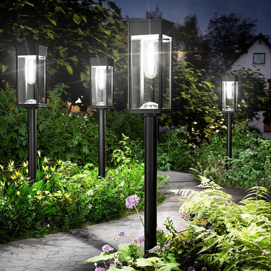 Super Bright Solar Pathway Lights Outdoor,8 Pack Solar Lights Outdoor,IP65 Waterproof Solar Garden Lights Solar Powered Landscape Lighting for Yard Patio Walkway Driveway Pathway (Cool White)