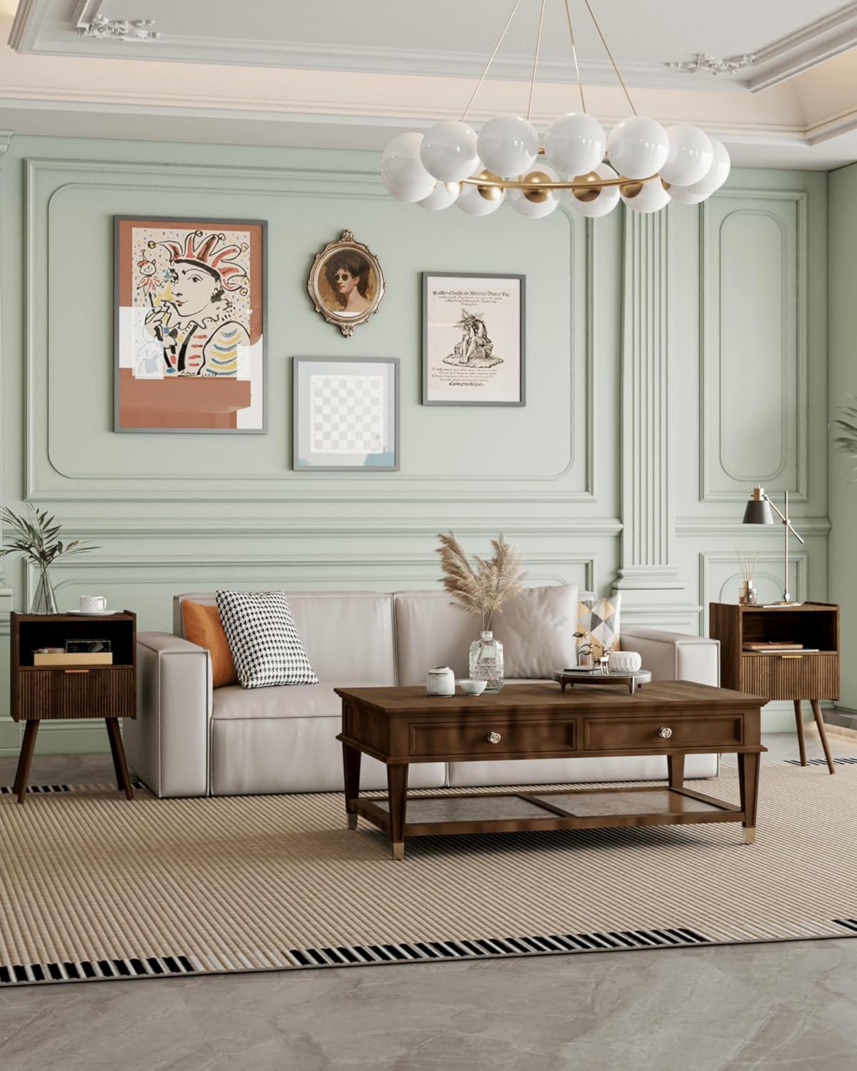 Nightstand,Modern Bedside Table with Storage Drawer and Open Wood Shelf, Accent Night Stand with Solid Wood Legs for Living Room, Bedroom and Small Spaces,Easy Assembly (Walnut Brown)