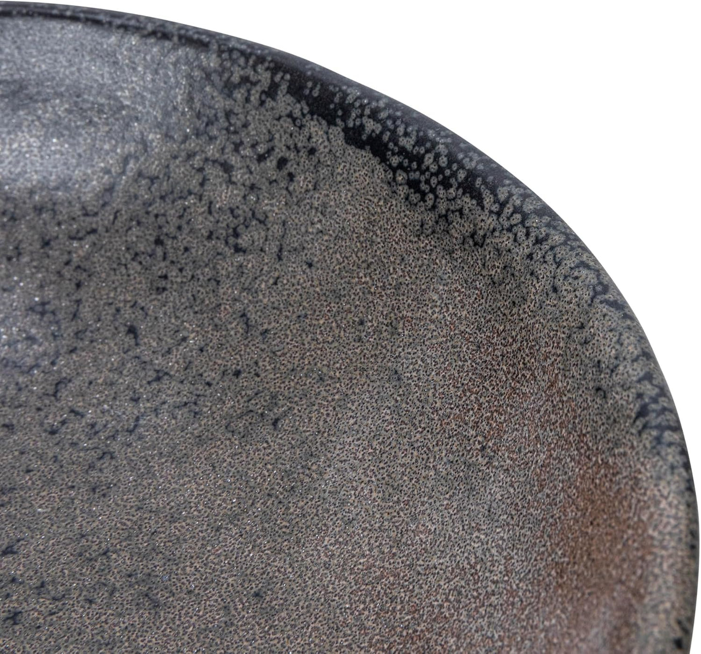 Creative Co-Op Stoneware Bowl with Handle and Base, Black Reactive Glaze