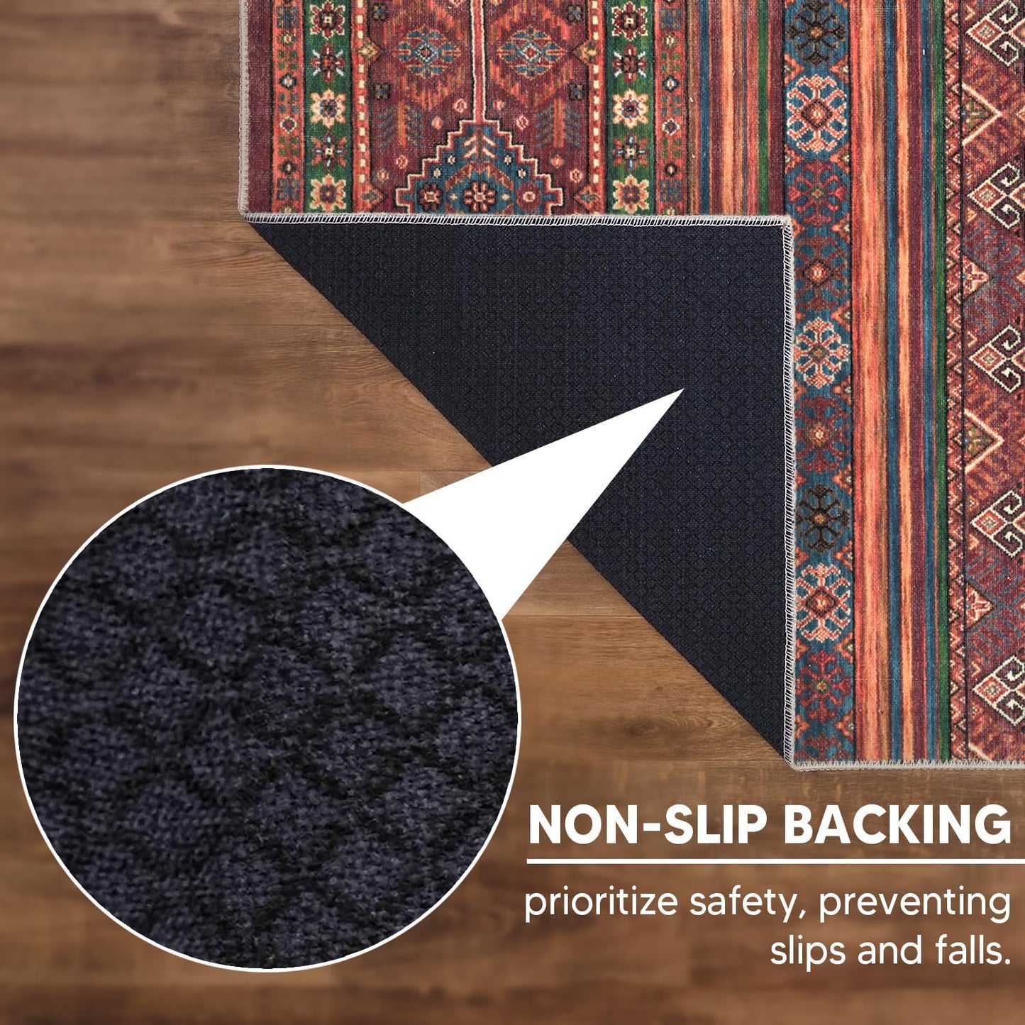 Keen Home Design 4x6 Rug - Machine Washable Area Rug with Non-Slip Backing, Ideal for Living Room, Dining Room, Bedroom - Vintage, Easy Clean, Durable, Low Pile Rug - (4' x 6')