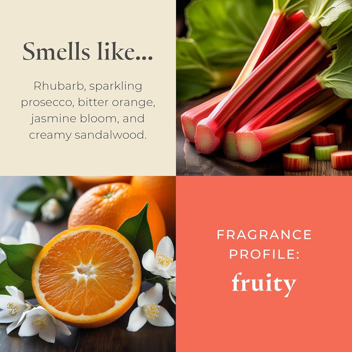 PartyLite Wild Rhubarb & Citrus Scented, Notes of Jasmine, Rhubarb and Creamy Sandalwood and White Musk, 13.2oz 3-Wick Jar Candle, 45 Hour Burn Time, Luxurious Fragrance, Ideal for Gifting