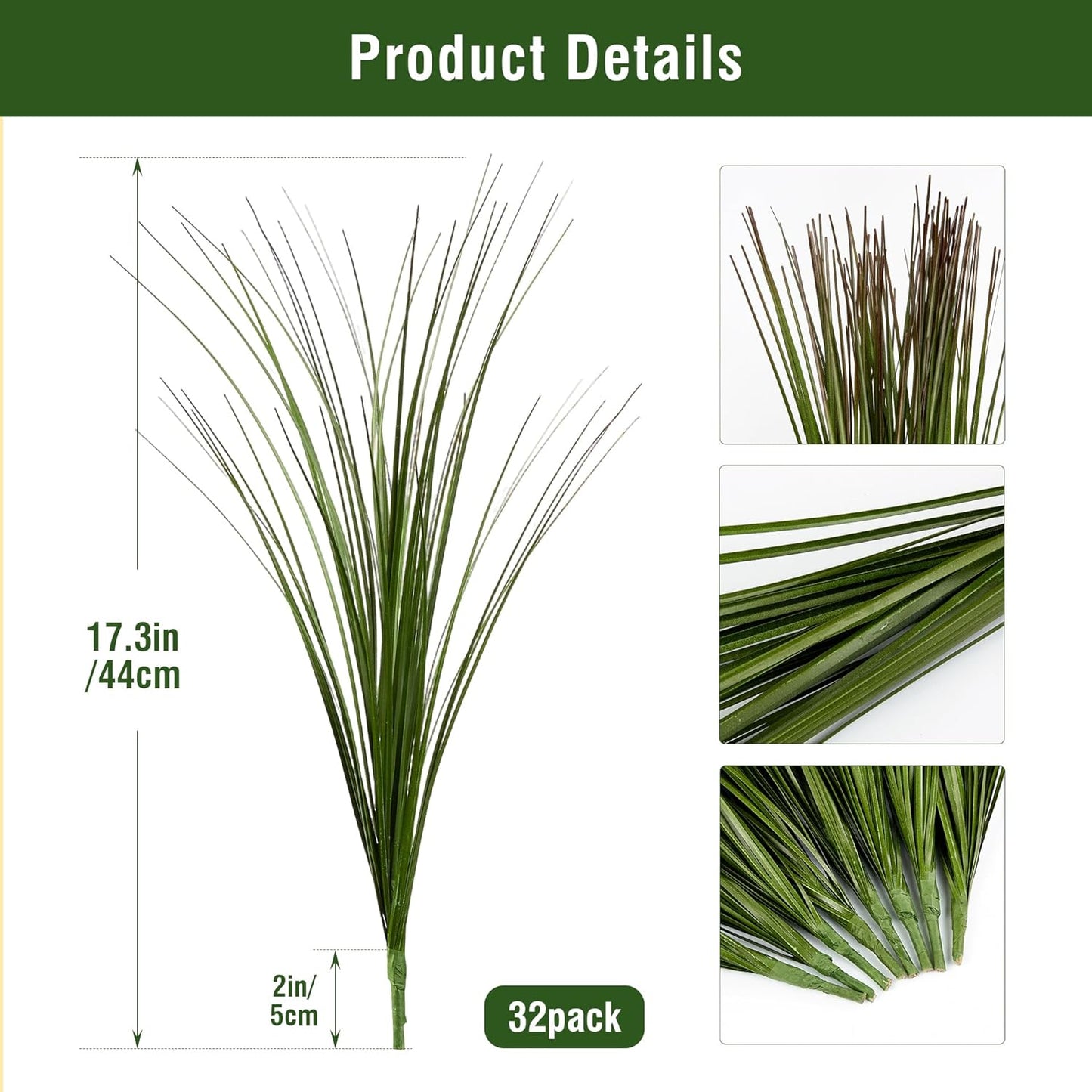 32PCS 17.3" Fake Plants Artificial Wheat Grass Greenery Plastic Plants Fake Grass Artificial Plants for Outdoor Decor Artificial Grass Plant with Greenery Stems for Indoor Home Decoration