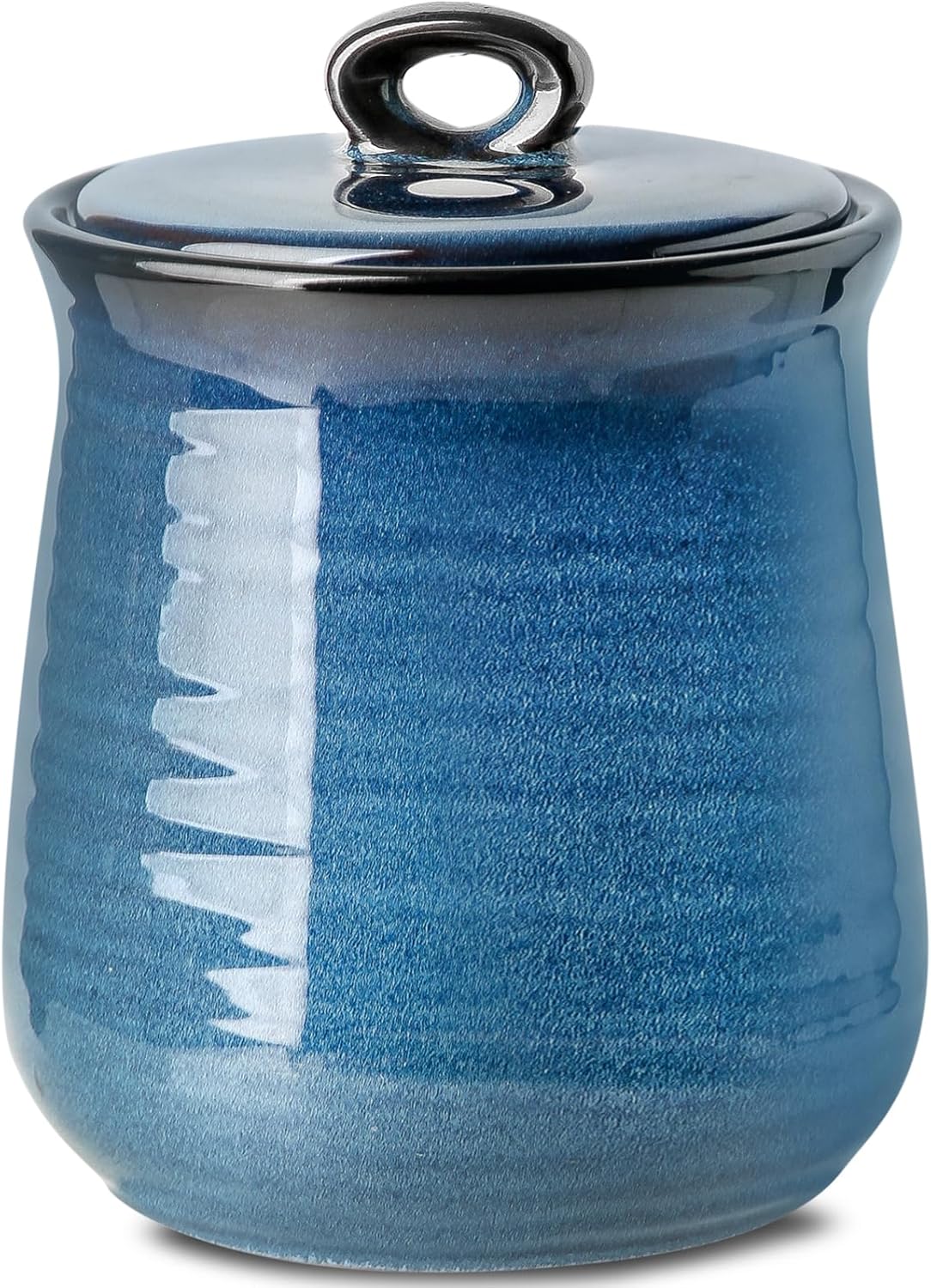 Hasense Ceramic Canister with Airtight Lid for Kitchen Counter, 88 Ounce Large Ceramic Food Storage Jar with Seal Ring for Serving Flour, Grain, Cereal, Pasta, Coffee, Sugar, Tea and Spice, Navy