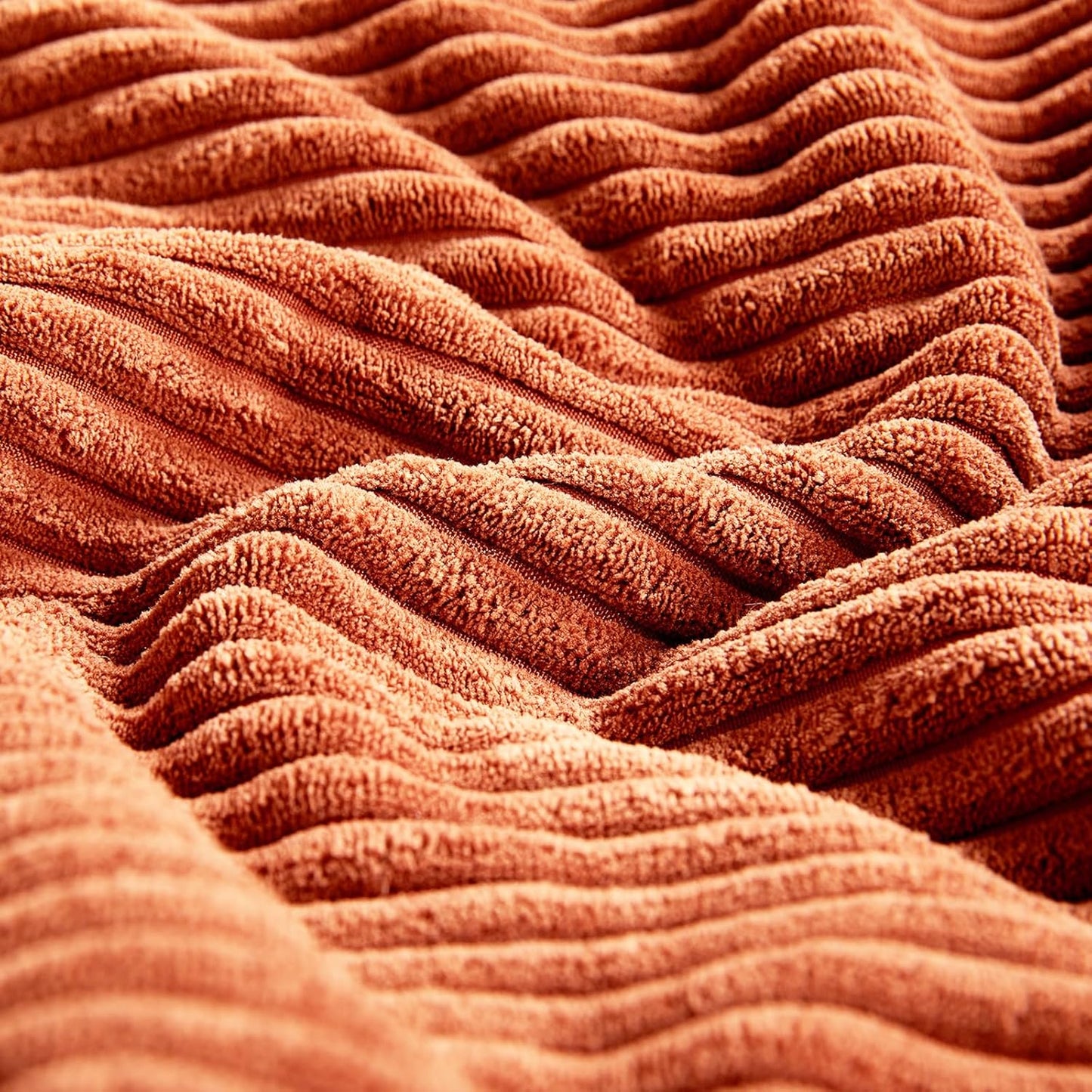 Fancy Homi Set of 2 Burnt Orange Decorative Throw Pillow Covers 16x16 Inch for Living Room Couch Bed, Boho Farmhouse Fall Home Decor, Soft Corss Corduroy Patchwork Textured Cushion Case 40x40 cm