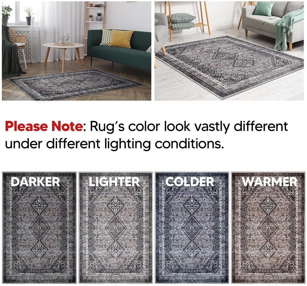 Keen Home Design 2x10 Rug - Machine Washable Runner Rug with Non-Slip Backing, Ideal for Hallway, Entryway, Kitchen, Laundry Room - Vintage, Easy Clean, Durable, Low Pile - (2'6" x 10')