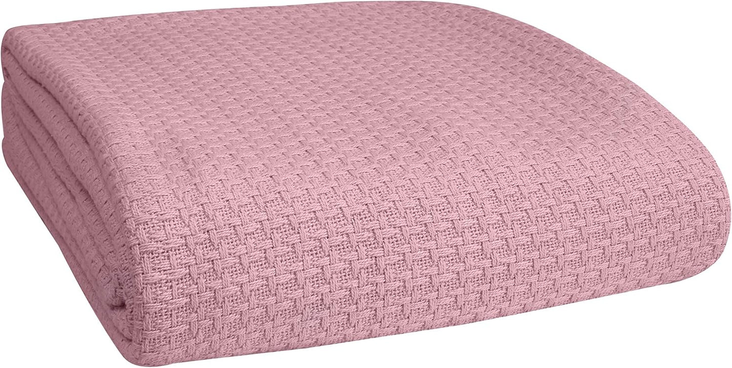 BELIZZI HOME 100% Cotton Bed Blanket, Breathable Bed Blanket Twin Size, Cotton Thermal Blankets Twin, Perfect for Layering Any Bed for All Season, Purple