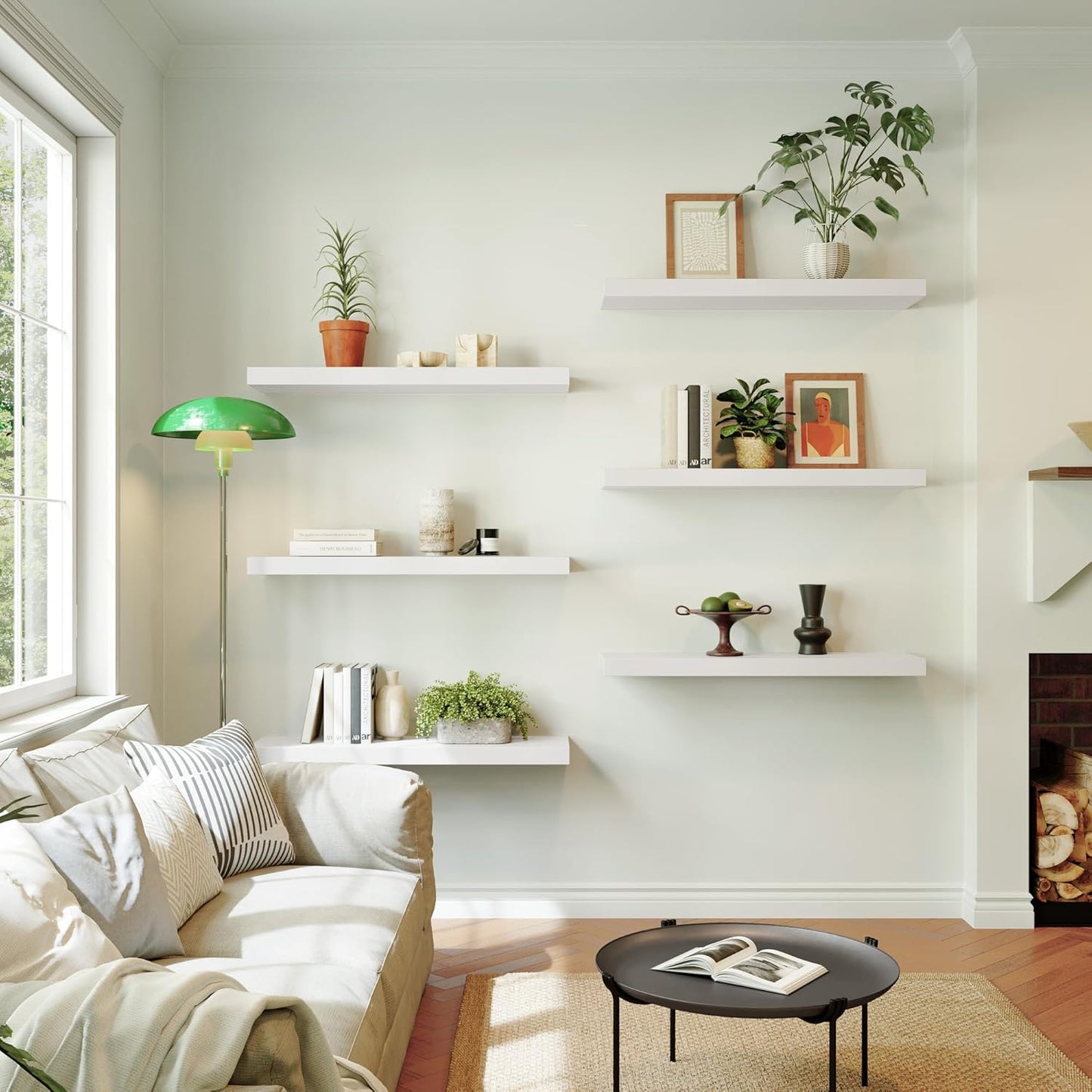 Large Floating Shelves for Wall Set of 1 Wooden Wall Shelves 36 in x 12.75 in x 2 in Room Decor Long Shelf with Invisible Wall Mount Bracket for Bedroom Kitchen Living Room White