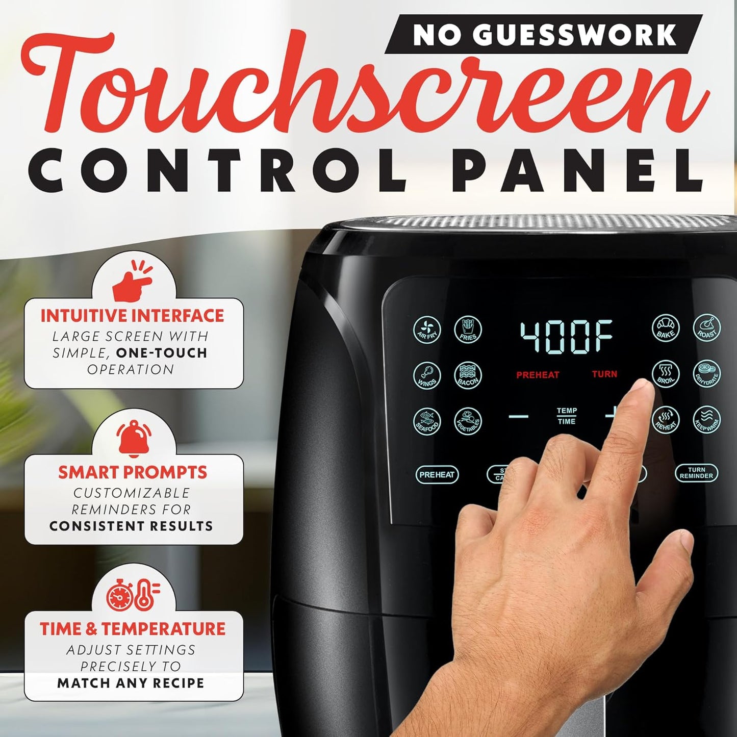 Gourmia Air Fryer 6 QT Digital – Guided Cooking with 12 One‑Touch Presets, FryForce 360 Large XL Basket, Touchscreen, Dishwasher‑Safe Accessories, Healthy No‑Oil Cooking GAF686