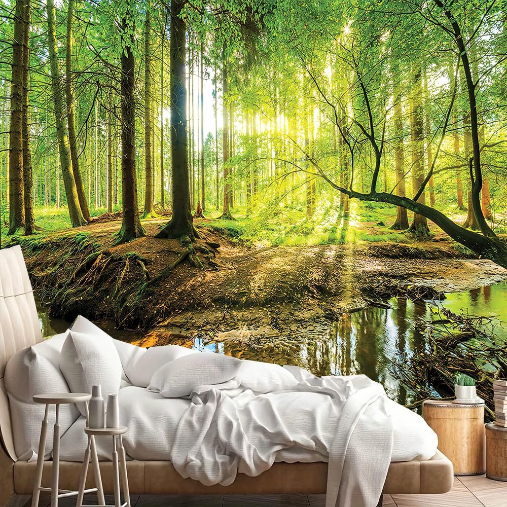 FENDROM Forest Tapestry Wall Hanging Trees Trunk Nature Green Sunlight Wall Tapestry for Livingroom Bedroom Dorm Home Decor