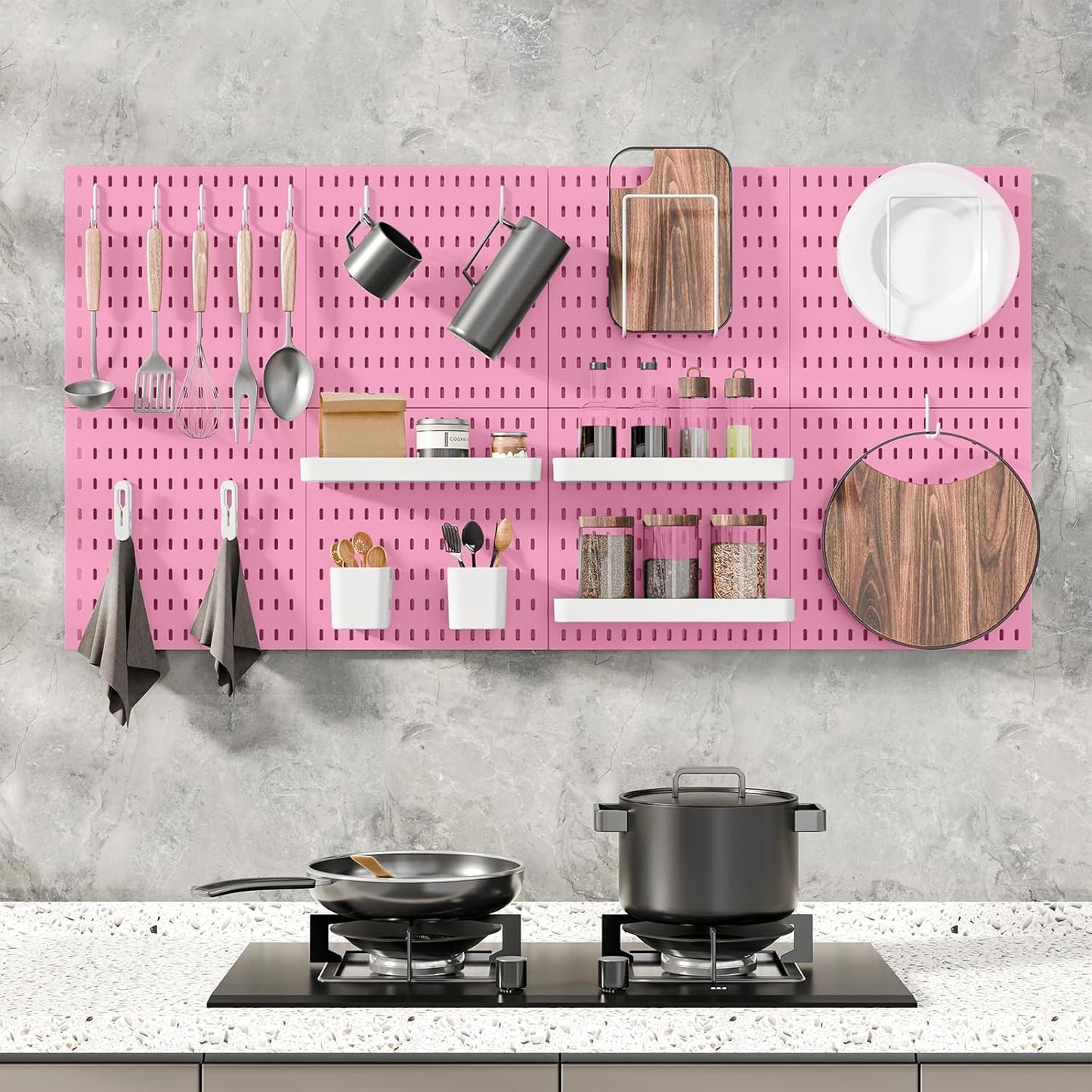 Pegboard Combination Kit, 25.2" x 25.2" Wall Mounted Storage Set with 4 Pegboards & 20 Accessories Hanging, Peg Boards Organizer
