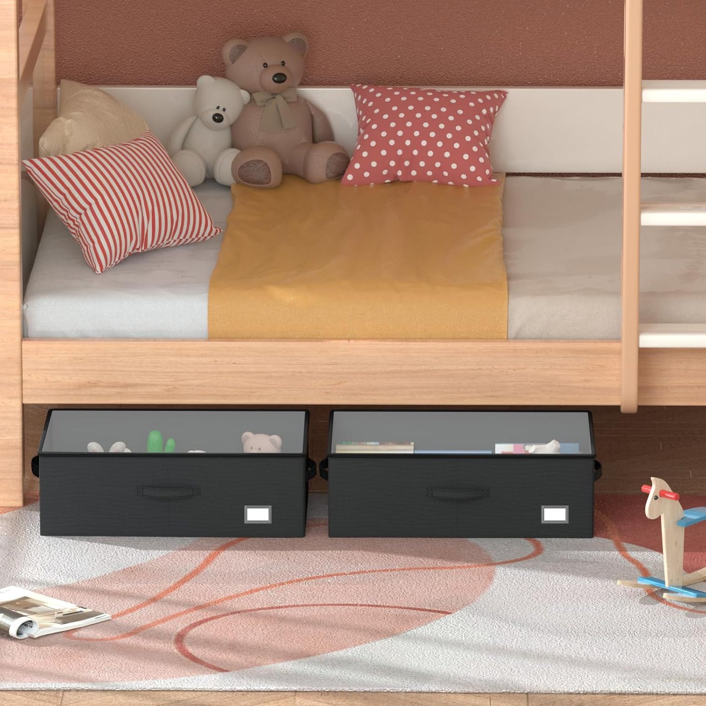 Underbed Storage Bins With Wheels, No Assemble Required 10 inches Height Large Capacity Rolling Underbed Shoe Storage Containers，Dorm Underbed Storage Drawers