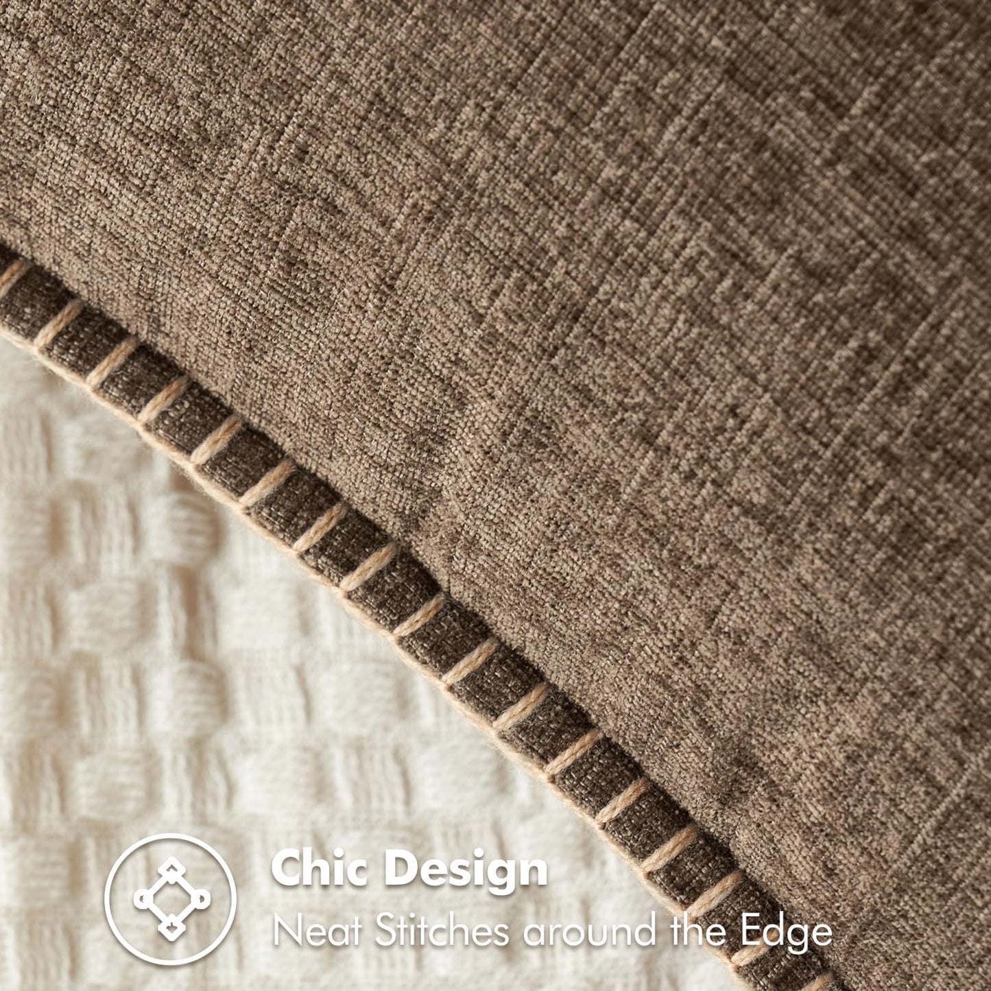 MIULEE Pack of 2 Couch Throw Pillow Covers 16x16 Inch Brown Farmhouse Decorative Pillow Covers with Stitched Edge Soft Chenille Solid Dyed Spring Pillow Covers for Sofa Bed Living Room