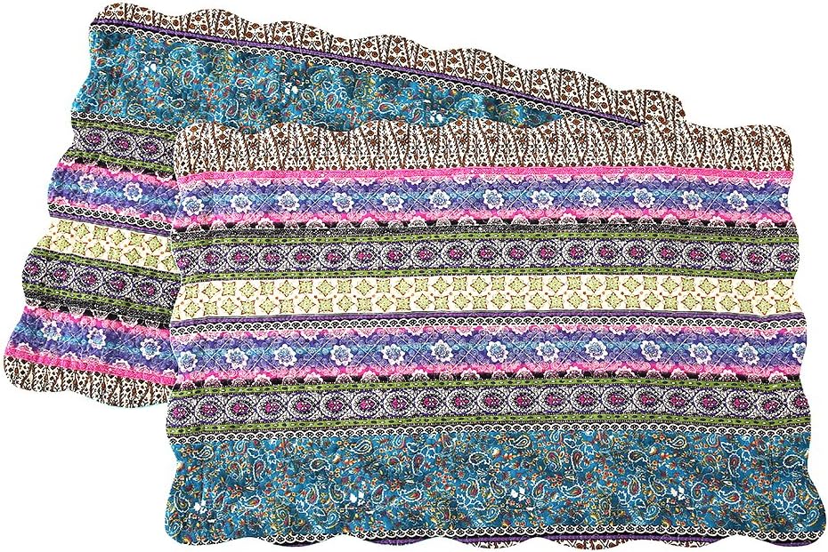 NEWLAKE Quilted Cotton Bed Pillowcases, Striped Jacquard Style, 2 Pieces, 20x27 Inch