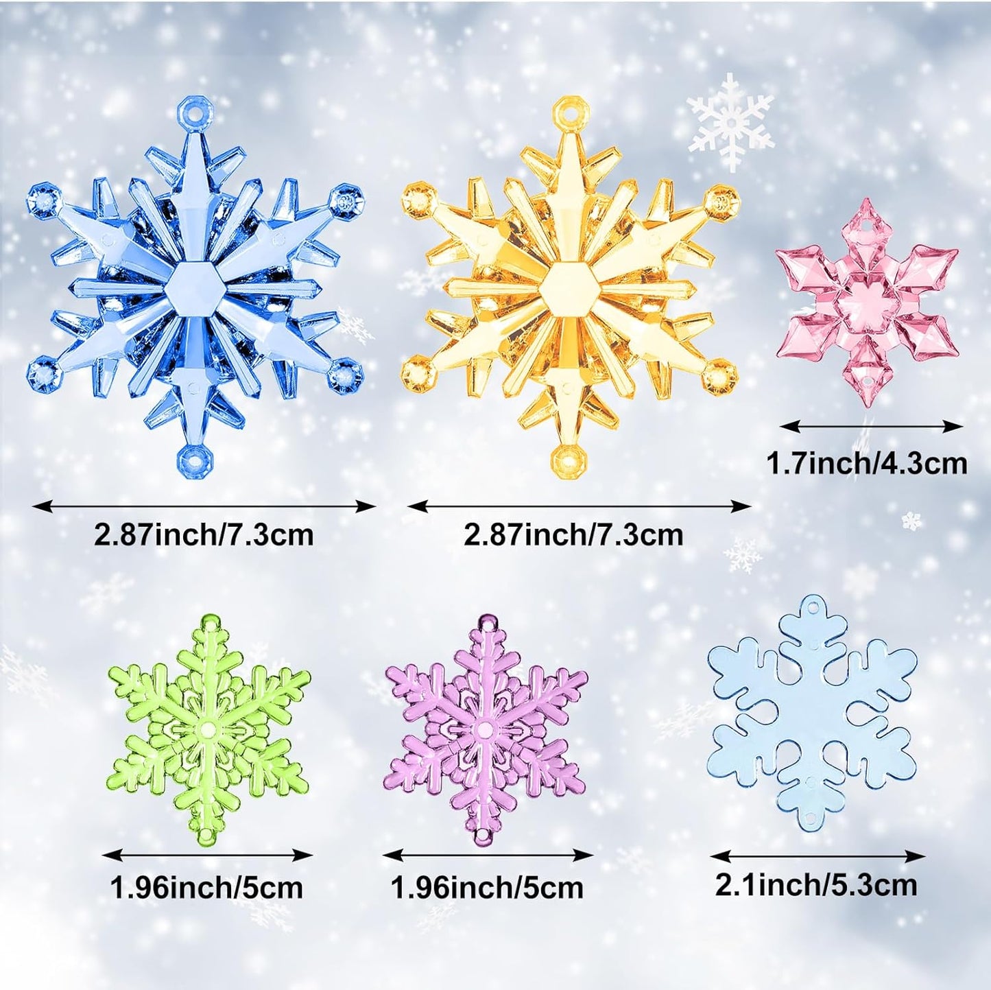 Dilunave 40 Pieces Christmas Snowflake Ornaments Acrylic Christmas Tree Decorations Crystal Snowflakes Translucent Winter Hanging Ornament for Tree (Colorful)