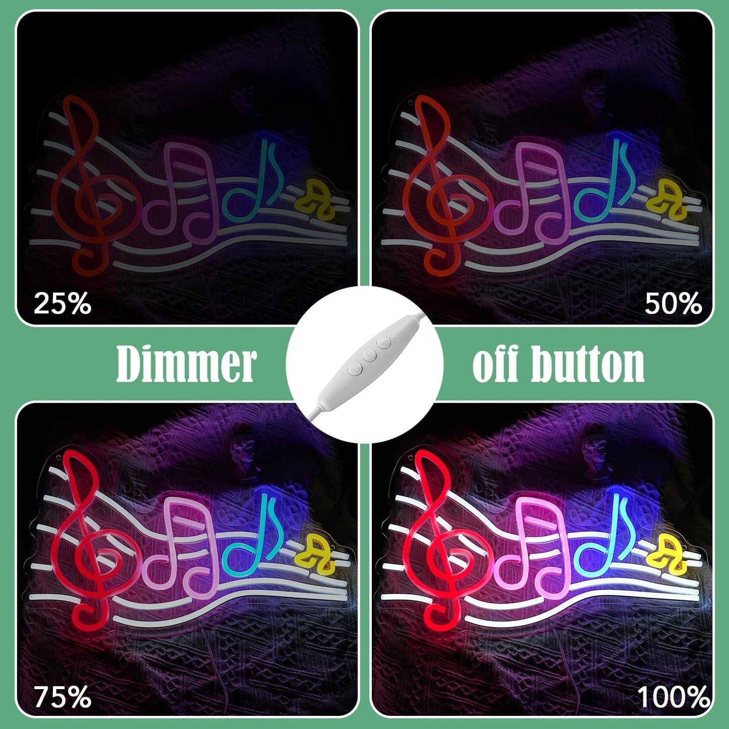Musical Staff Note Neon Sign Led Music Neon Light for Wall Decor Dimmable USB Power Musical Light Up Sign for Music Studio Classroom Party Bar Bedroom