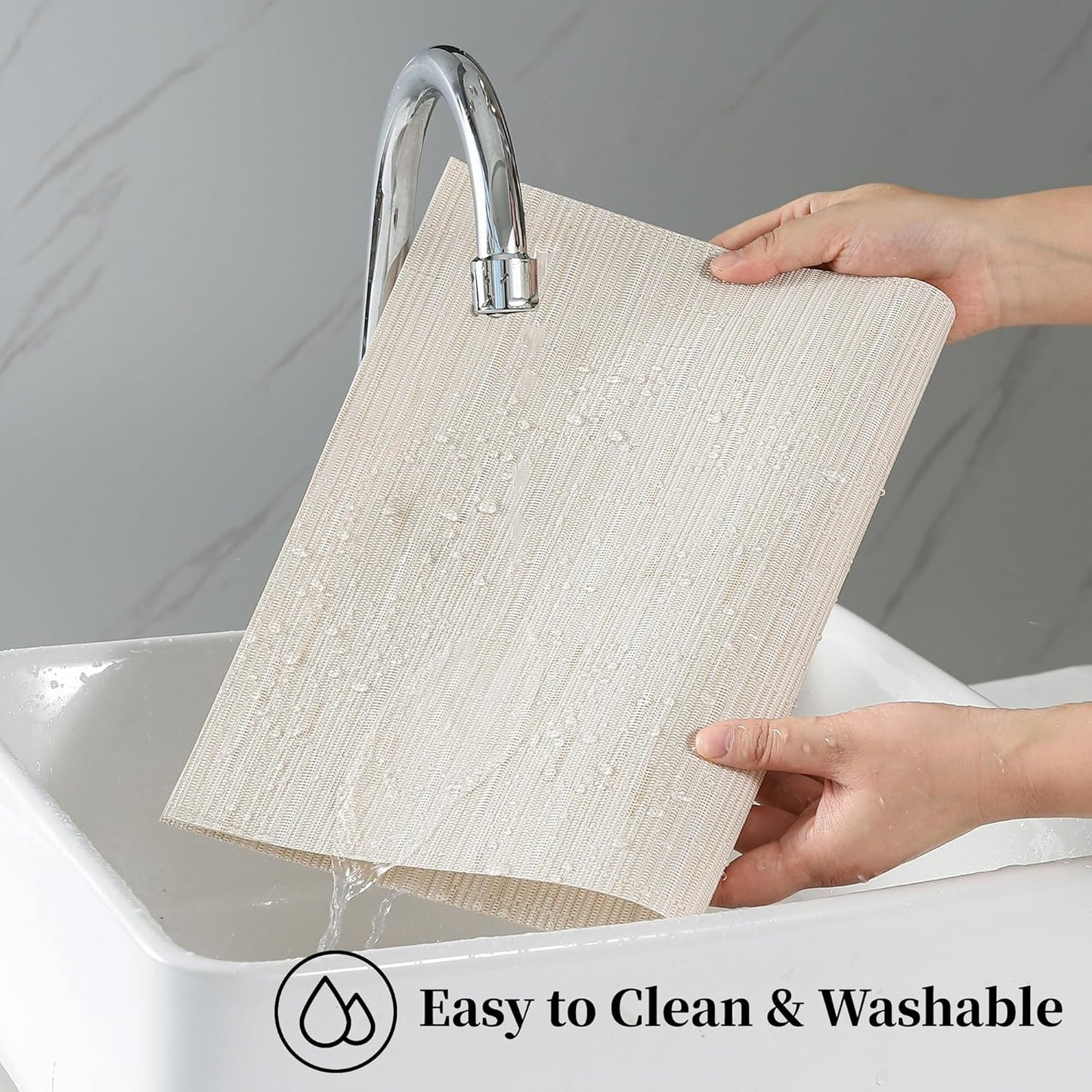 Leetaltree Pale Beige Placemats Set of 8 - Heat Resistant Non-Slip Place mats for Dining Table, Washable Durable PVC Vinyl Woven Table Mats（Pale Beige, 8）