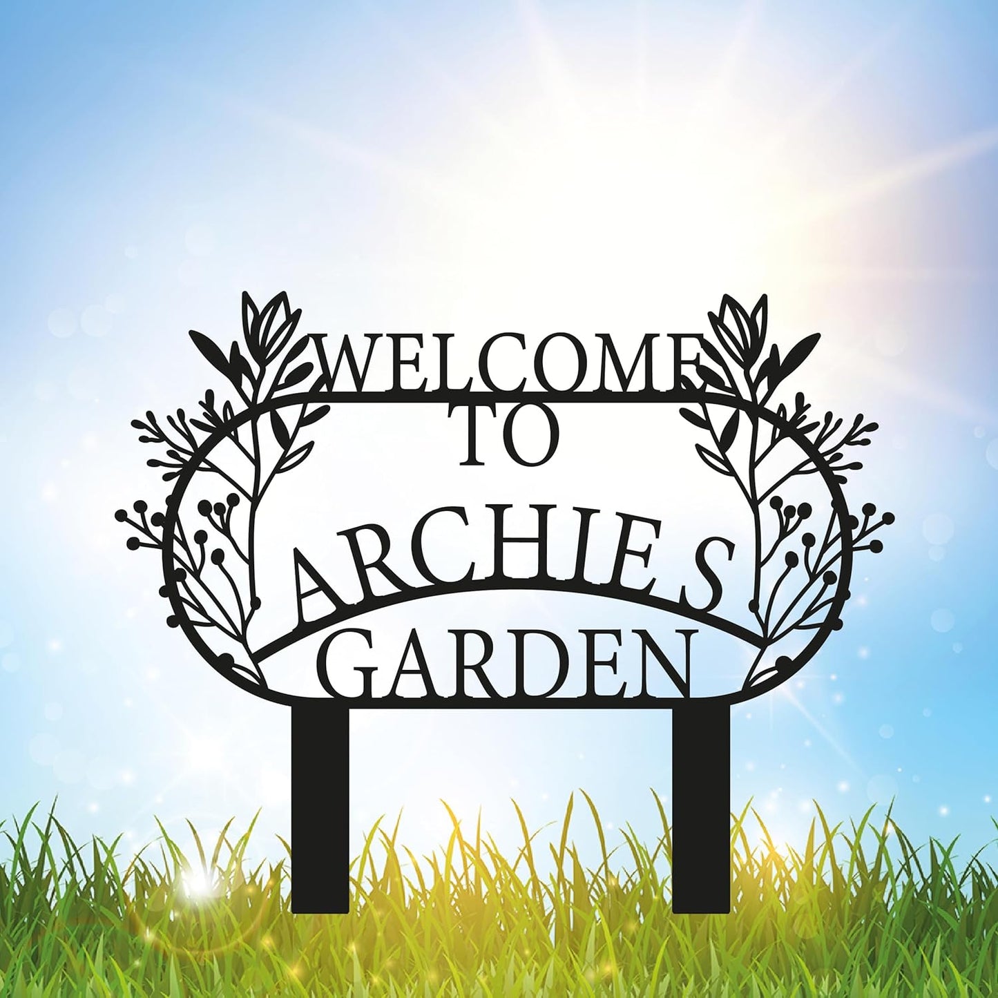 Personalized Metal Garden Sign with Stake, Custom Garden Decor for Outdoor, Custom Family Name Sign, Patio Decorations, Lawn Art, Farmhouse Decorative, Housewarming Gift (CstmDesign3)