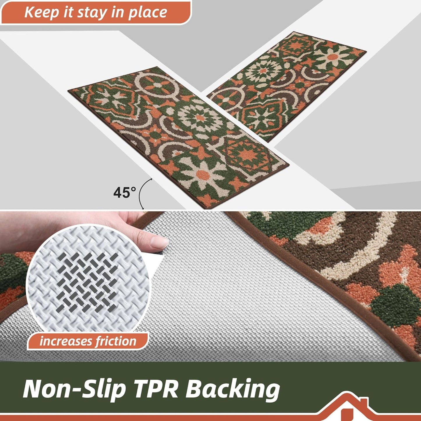 BEQHAUSE Dirt Trapper Door Mat 32" x 48", Non-Slip Entryway Rugs Washable, Floor Mat Stain Resistant and Absorbent Welcome Mat for Front Back Door, Muddy Wet Shoes & Paws, Boho Geometric Floral