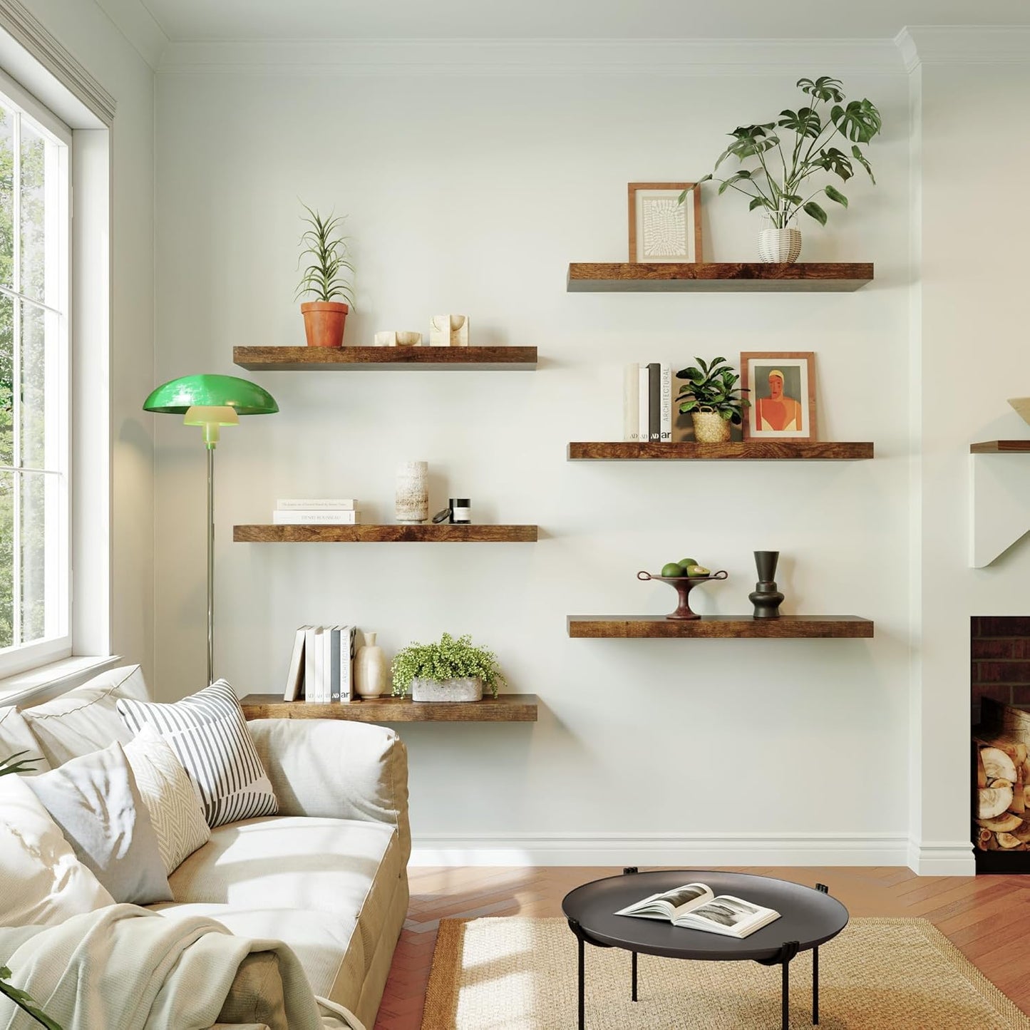 Large Floating Shelves for Wall Set of 2 Wooden Wall Shelves 30 in x 12.75 in x 2 in Room Decor Long Shelf with Invisible Wall Mount Bracket for Bedroom Kitchen Living Room Rustic Brown