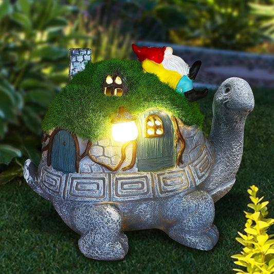 SunGlee Solar Turtles for Outdoors Turtle Solar Light Garden Statue, Cute Tortoise Garden Outdoor Turtle Decor for Patio Lawn Yard Gifts for Mom Grandma Housewarming Birthday
