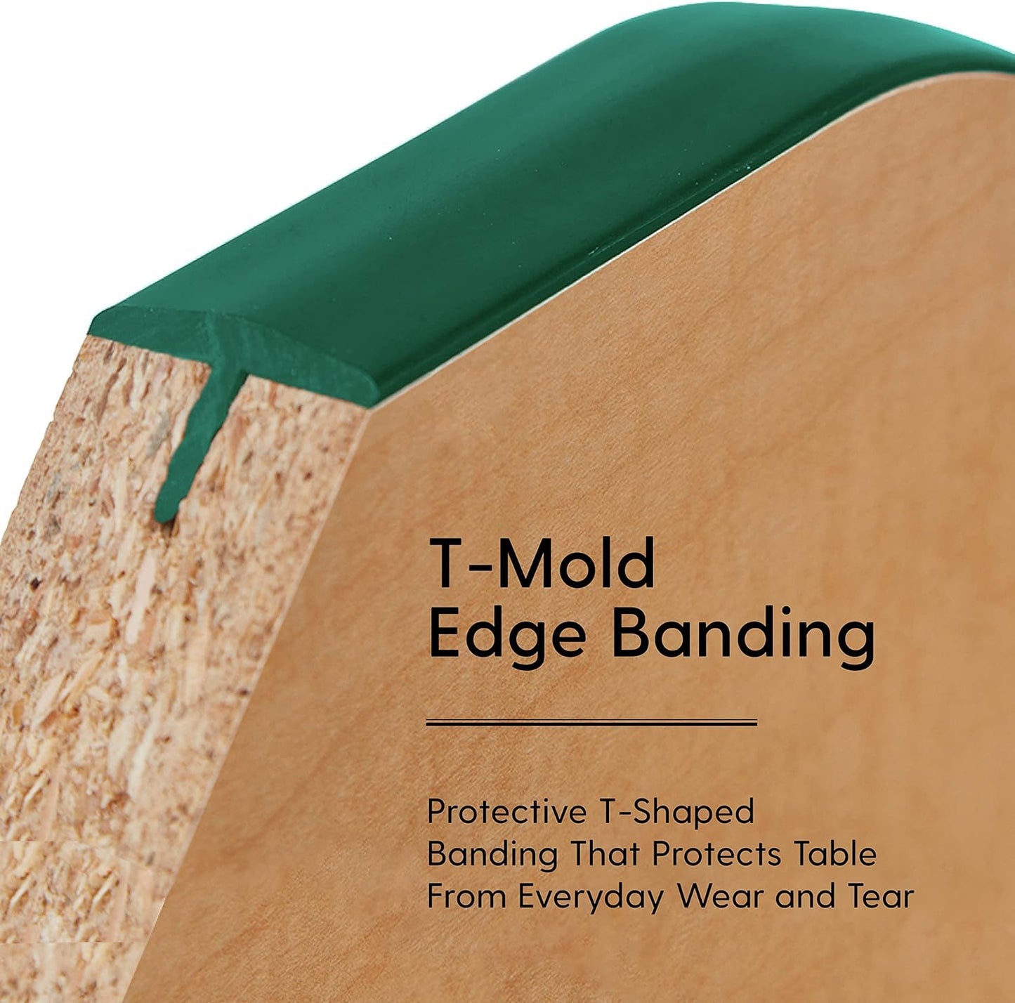 FDP Rectangle Activity School and Classroom Kids Table (30 x 48 inch), Chunky Toddler Legs, Adjustable Height 15-24 inches - Maple Top and Green Edge