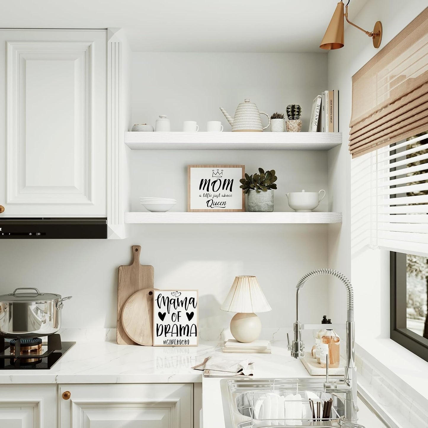 10 inches Deep Floating Shelves 36 inch Long, Wall Shelves Heavy Duty 70 lbs for Bedroom, Bathroom, Living Room, Kitchen, Office, Modern Shelf Home Decor with Invisible Bracket, White