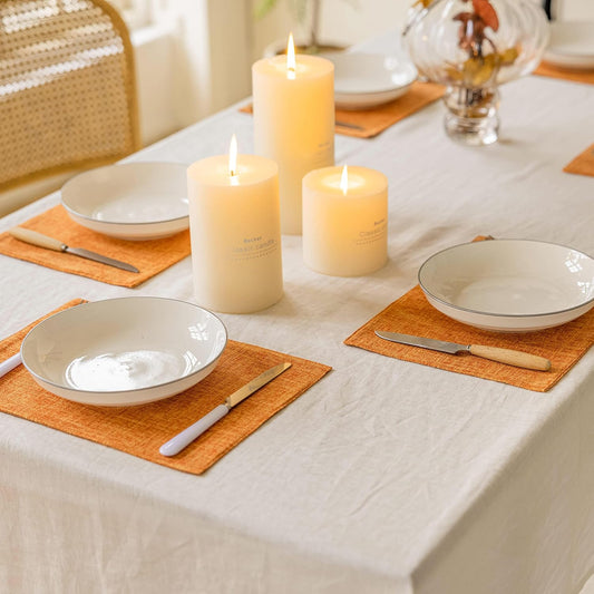 Home Brilliant Cloth Placemats Set of 4 Heat Resistant Fall Dining Table Place Mats for Kitchen Table Dinner Party Halloween Decorations, 13 x 19 inches, Orange
