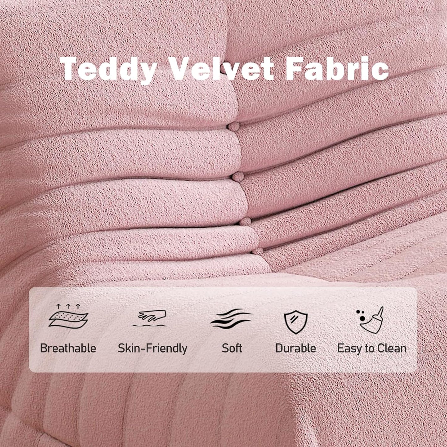 Bean Bag Chair, Fireside Chair Bean Bag Sofa Large Bean Bag Chair for Adults, Bean Bag Chairs for Teens with High Density Comfortable Foam, Memory Foam Bean Bag for Living Room, Bedroom (Pink)