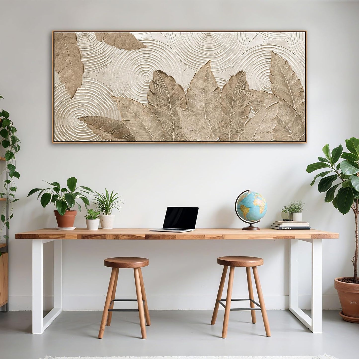 Minimalist & Modern Art for Bedroom Decor Framed Abstract & Textured Artwork for Walls Neutral & Contemporary Beige Pictures - 3D Artwork for Living Room and Boho Style 31×70IN