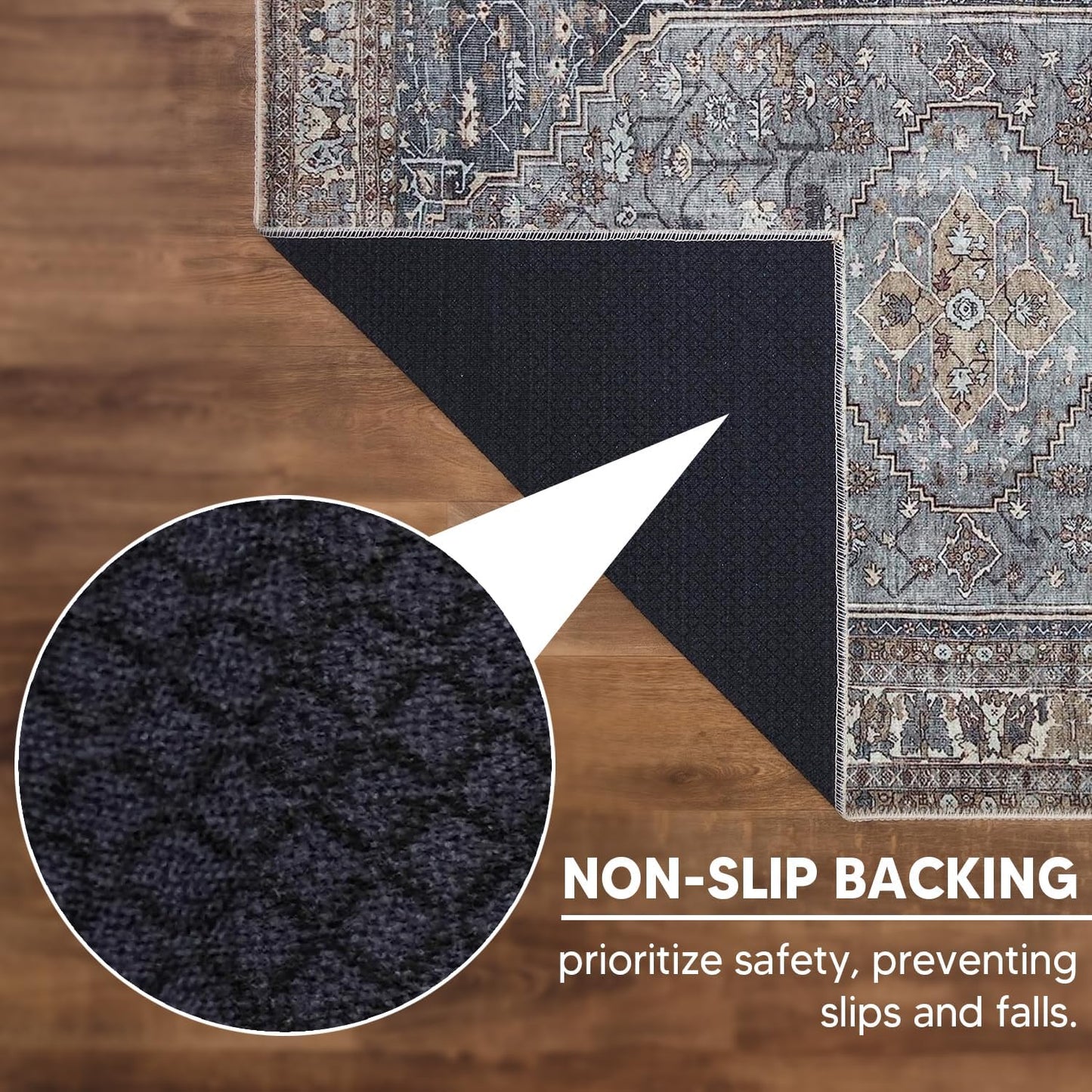 Keen Home Design 3x5 Rug - Machine Washable Entry Rug with Non-Slip Backing, Ideal for Enteryway, Kitchen, Bathroom, Laundry Room - Vintage, Easy Clean, Durable, Low Pile Rug - (3' x 5')